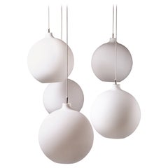 Vilhelm Wohlert, set of 5 opaline glass Satellite pendant lamp for Louis Poulsen