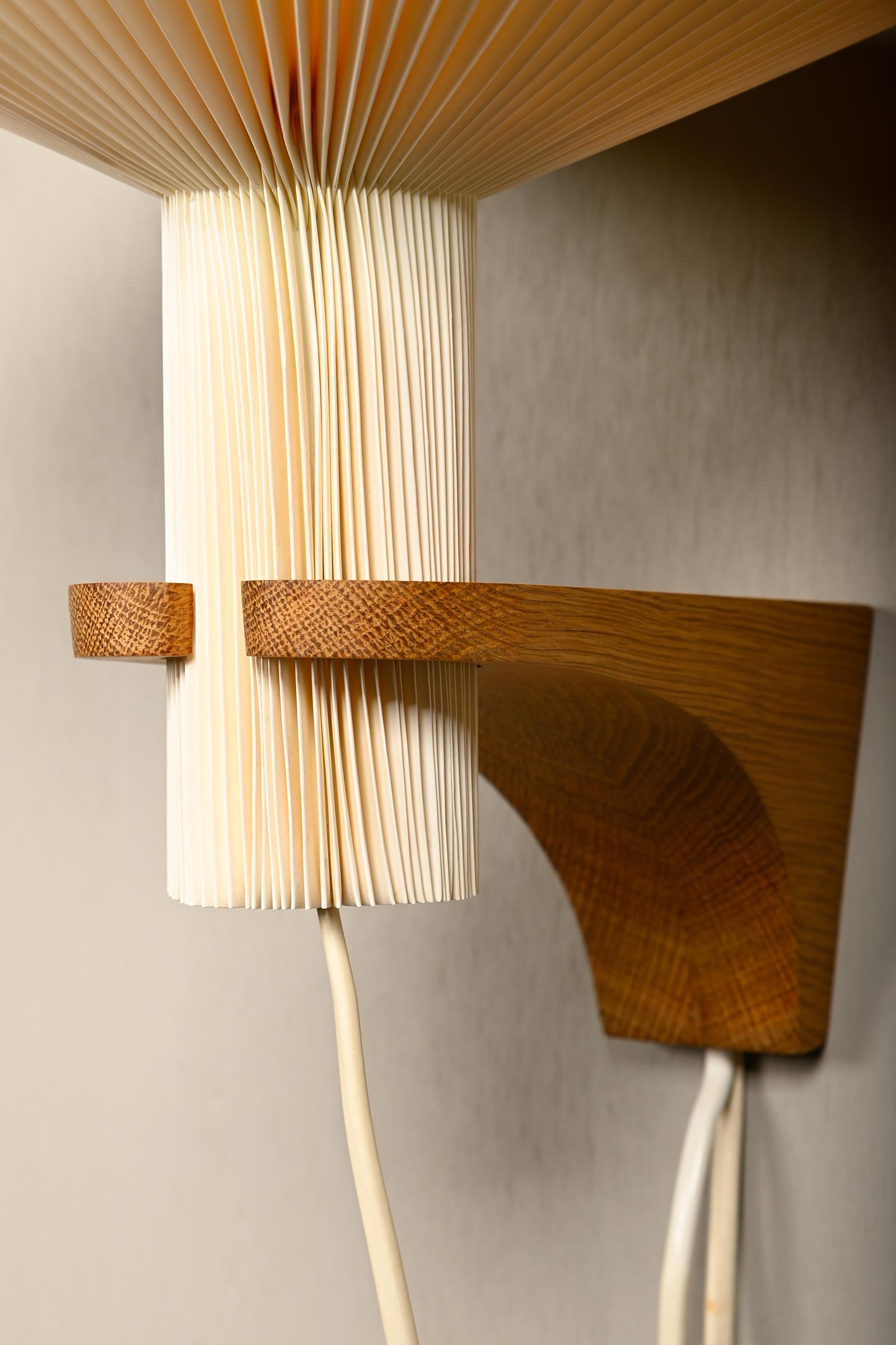 Vilhelm Wohlert wall lamp Oak and Acrylic shade for Le Klint, Denmark 1950s 2