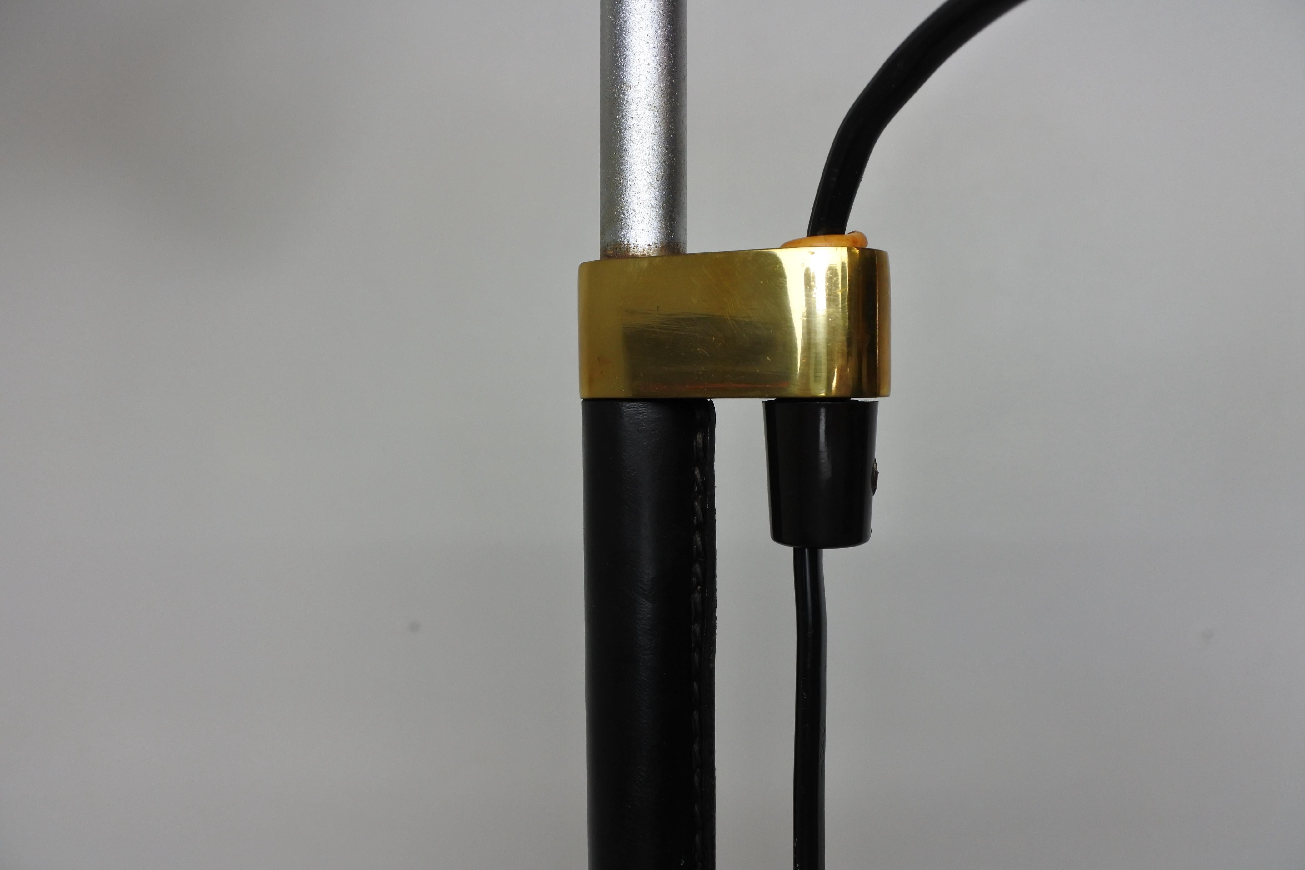 Viljo Hirvonen & Valaistustyö Adjustable Floor Lamp, Leather & Brass, 1960s For Sale 6