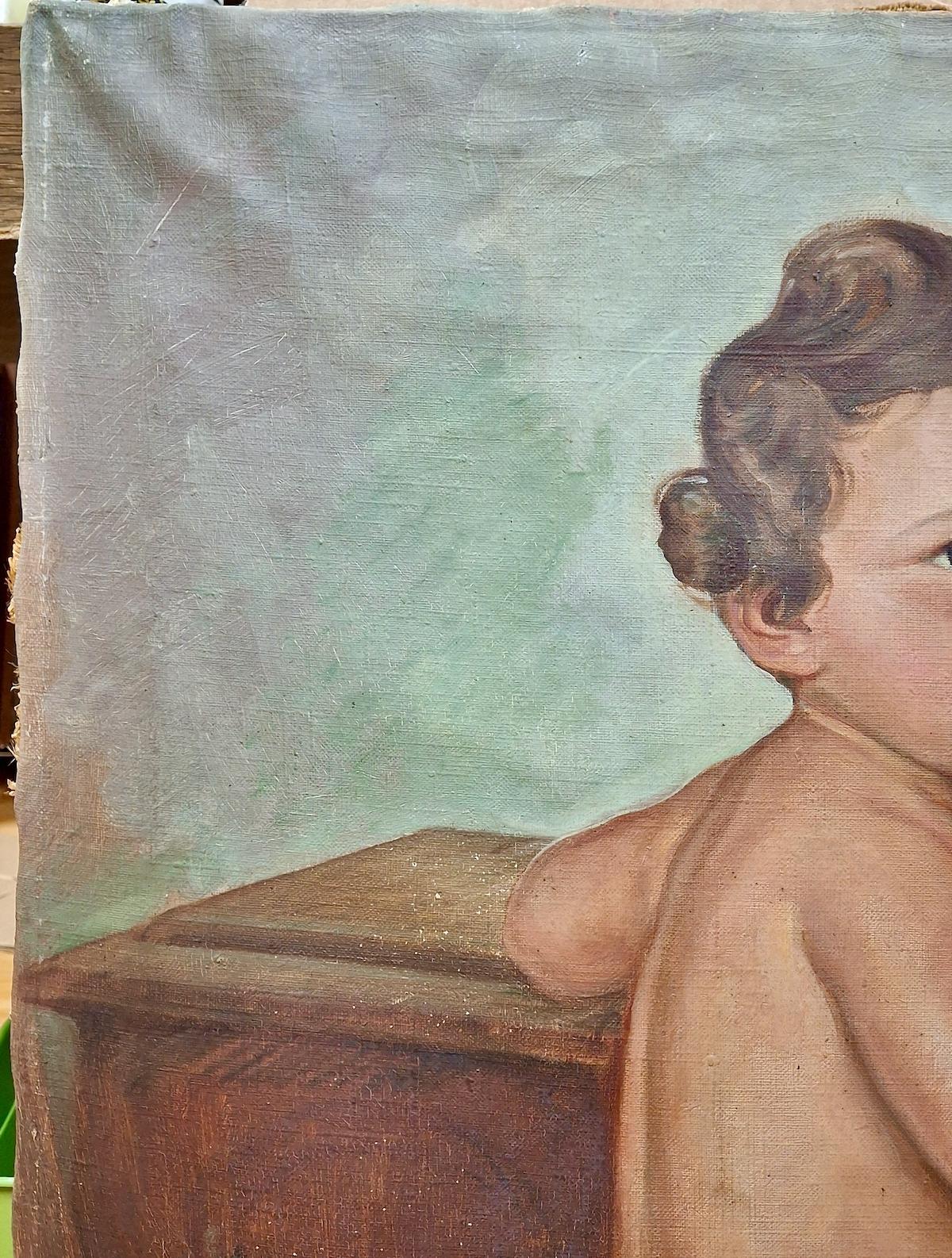 A Cherub with a Future Prime Minister Inside - Modern Painting by Vilko Šeferov