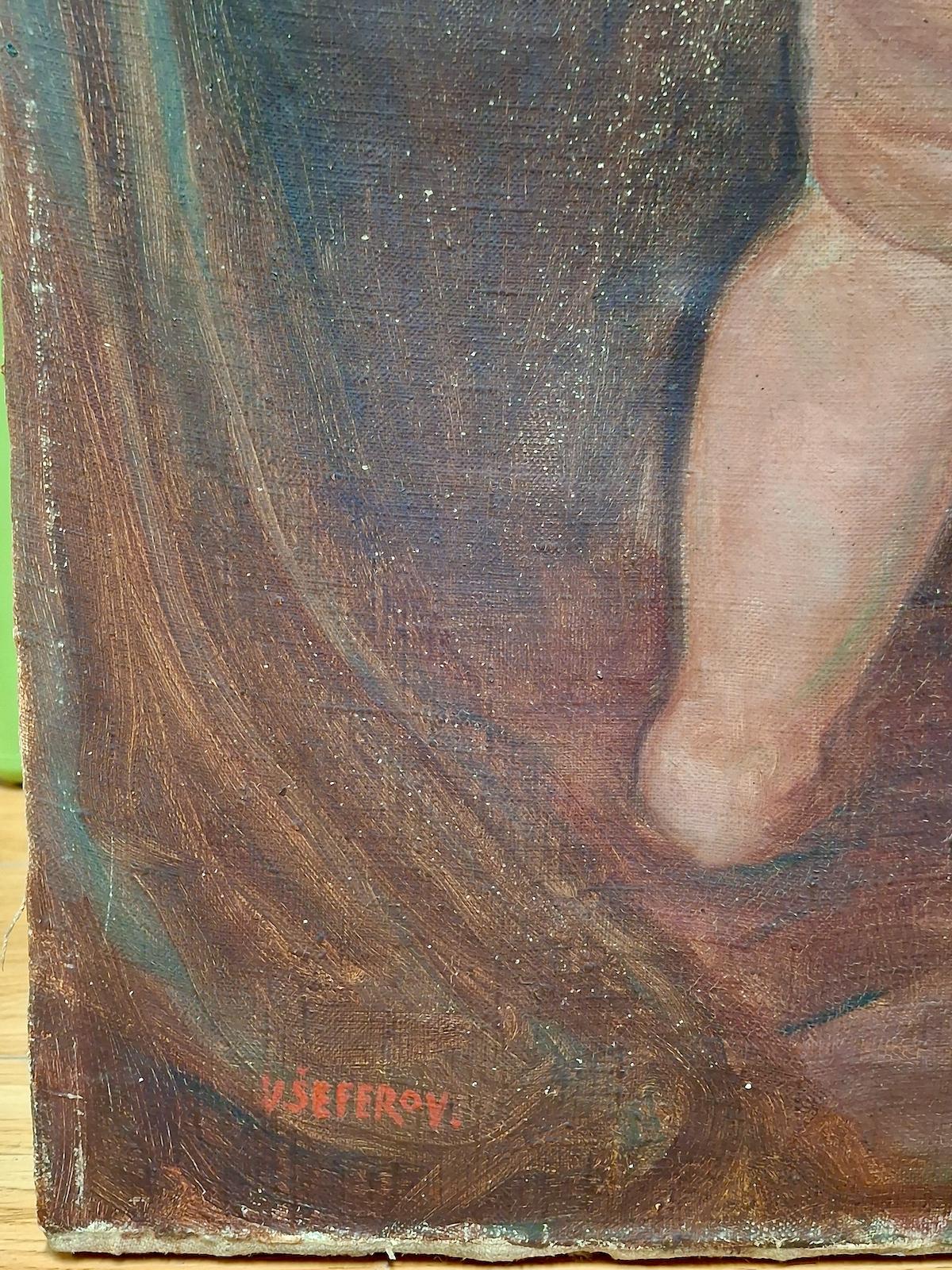 The biggest surprise for new parents is how much their child’s personality is already baked-in at birth. Croatian painter Vilko Šeferov responded to this toddler’s innate intensity in an endearing portrait that combines the cherubic shape of a