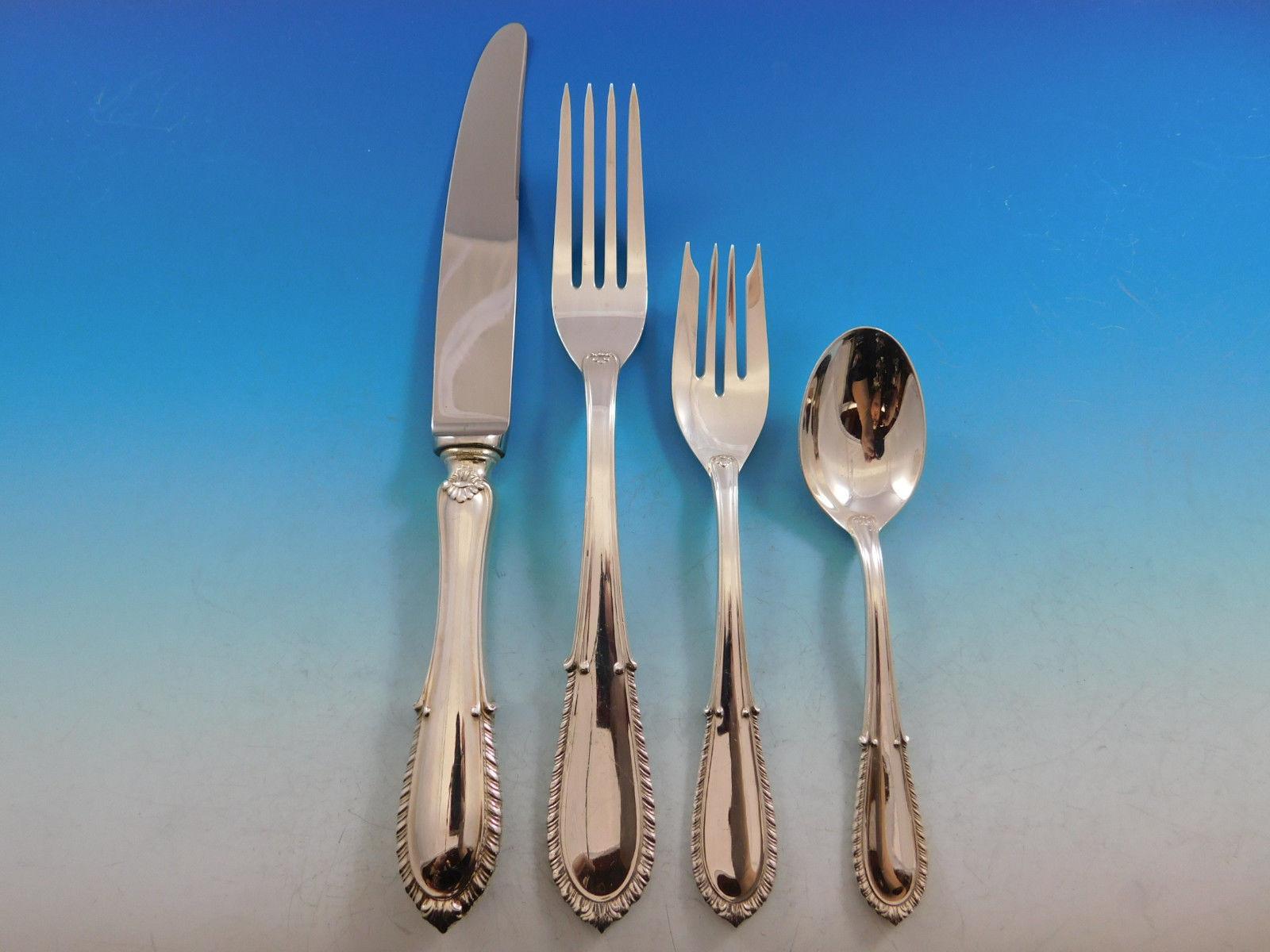 Villa D'este by Buccellati Italy Sterling Silver Flatware 12 Set of 96 Pieces In Excellent Condition In Big Bend, WI