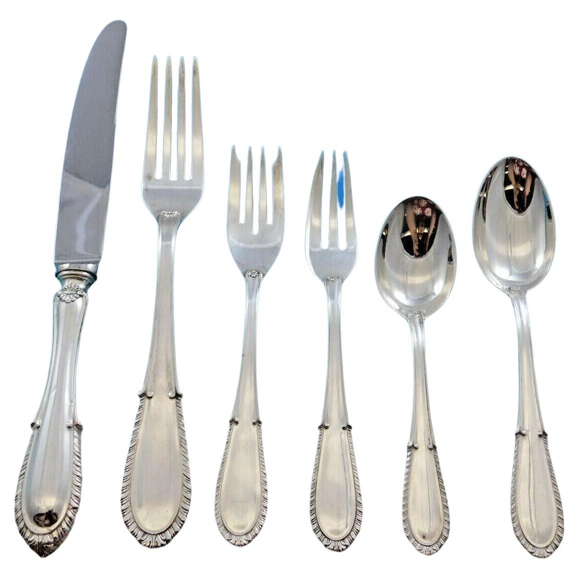 Villa D'este by Buccellati Italy Sterling Silver Flatware 8 Set 51 Pcs Dinner For Sale