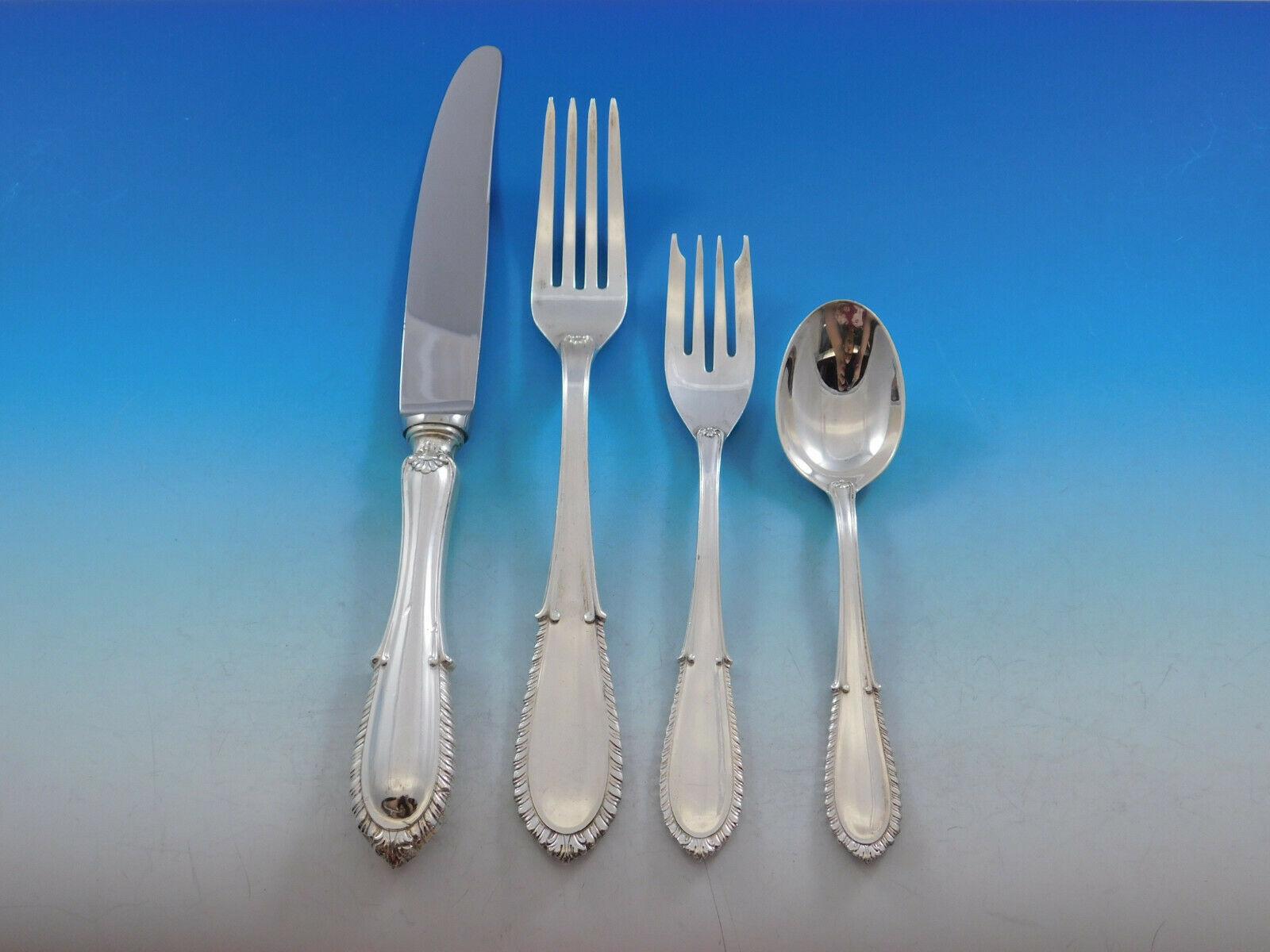 Villa d'Este by Buccellati Italy Sterling Silver Flatware 8 Set 52 Pcs Dinner In Excellent Condition In Big Bend, WI