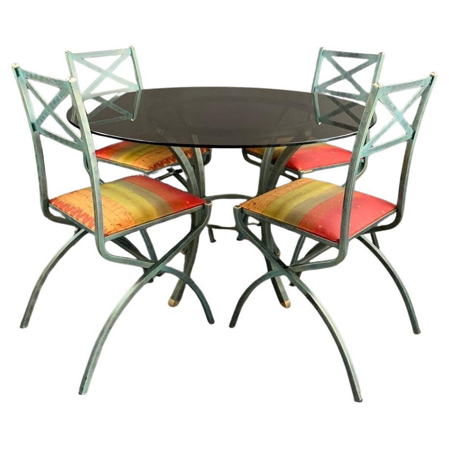 “Villa d’Este” Dining Table and Chairs Set by Pierre Vandel, 1970s