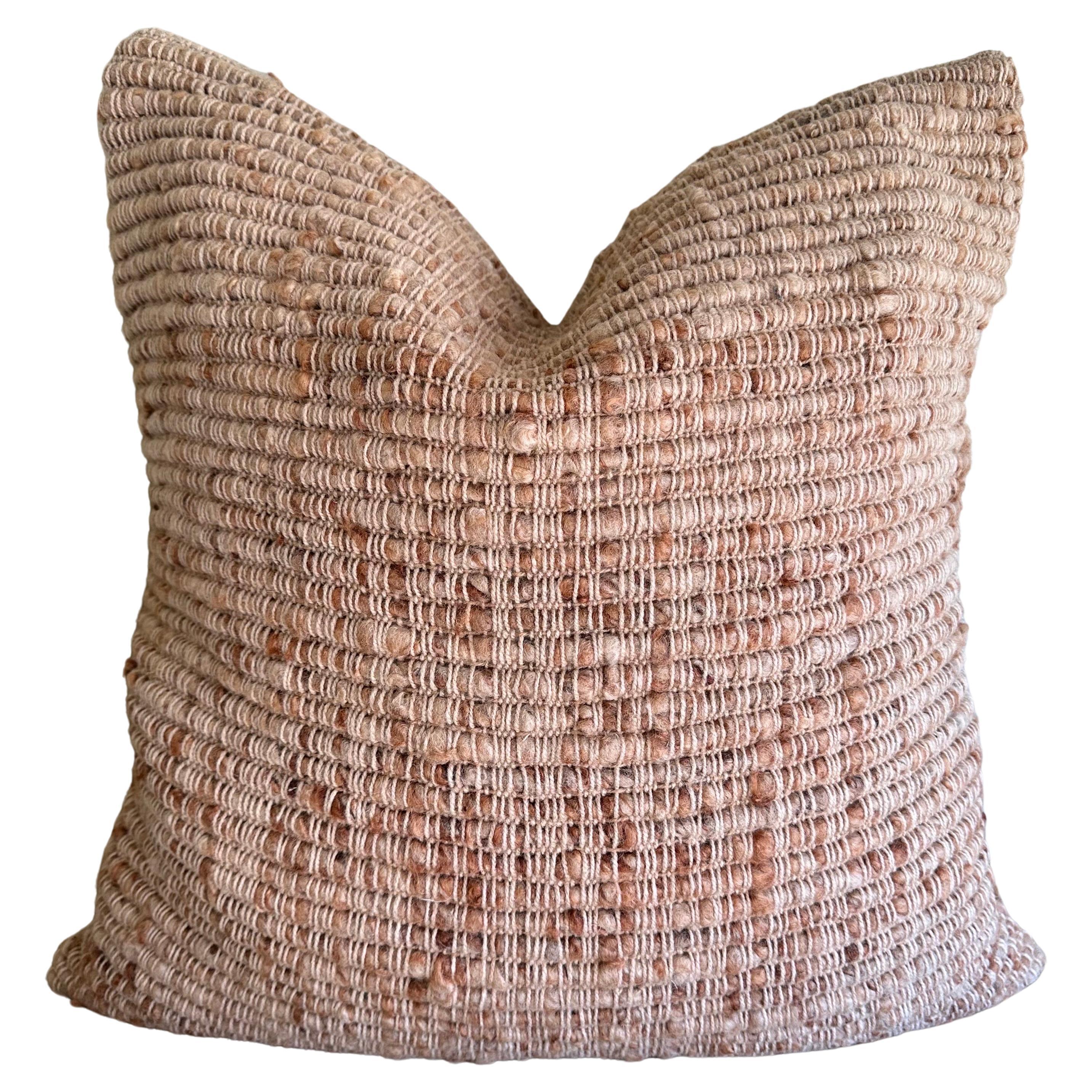 Villa Elm Hand Made Wool Pillow with Down Insert For Sale