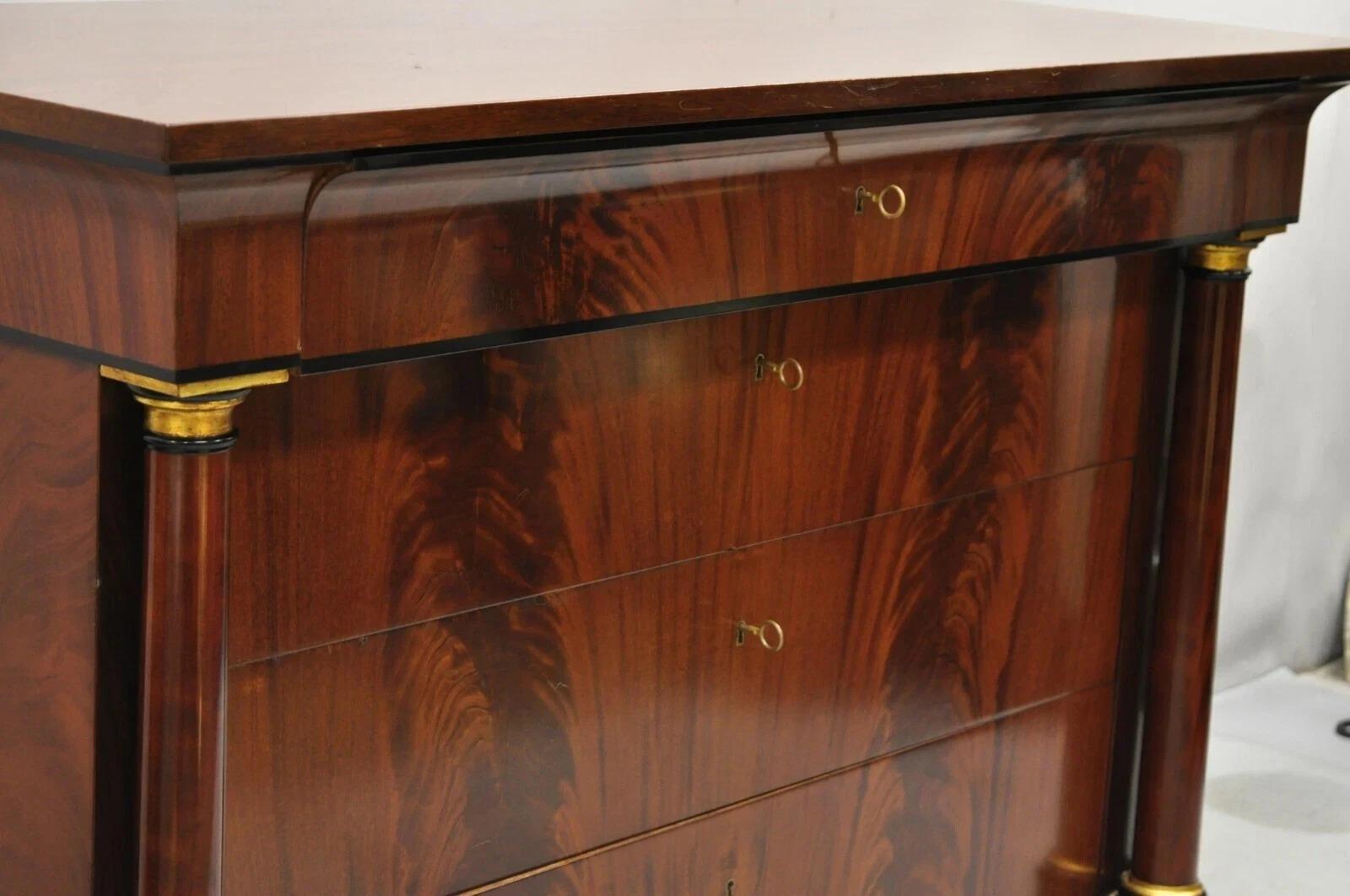 Unknown Villa Garnelo French Empire Style Crotch Mahogany 4 Drawer Commode Dresser Chest For Sale