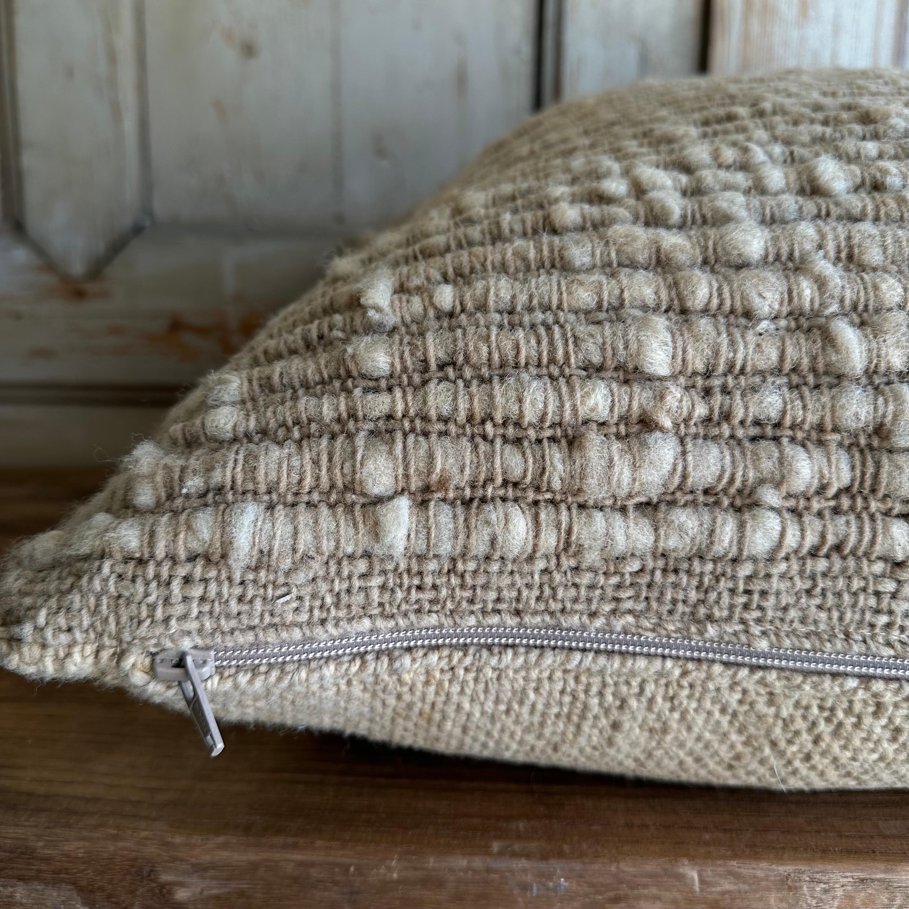 Contemporary Villa Hand Made Wool Pillow with Down Feather Insert For Sale