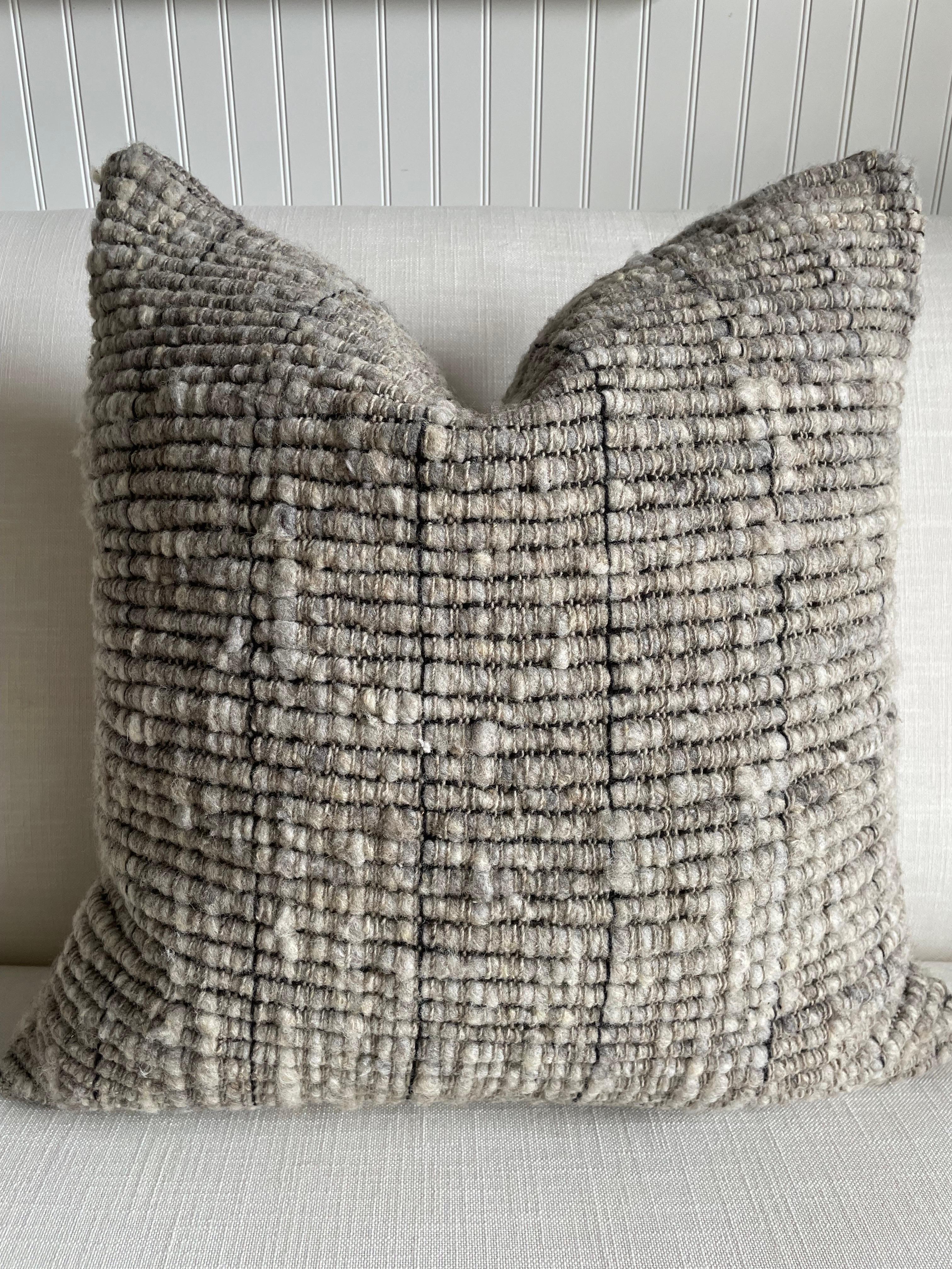 Villa Hand Made Wool Pillow with Down Insert In New Condition For Sale In Brea, CA