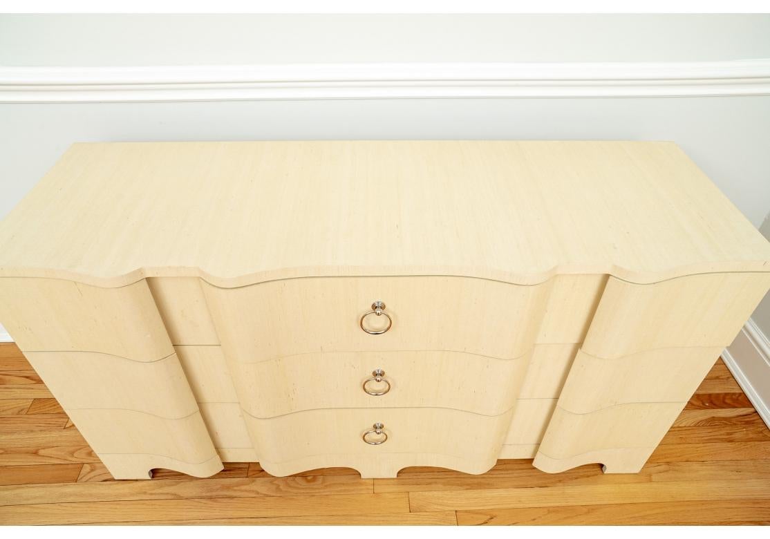 Villa & House Bardot 9 Drawer Lacquered Grasscloth Chest In Good Condition For Sale In Bridgeport, CT