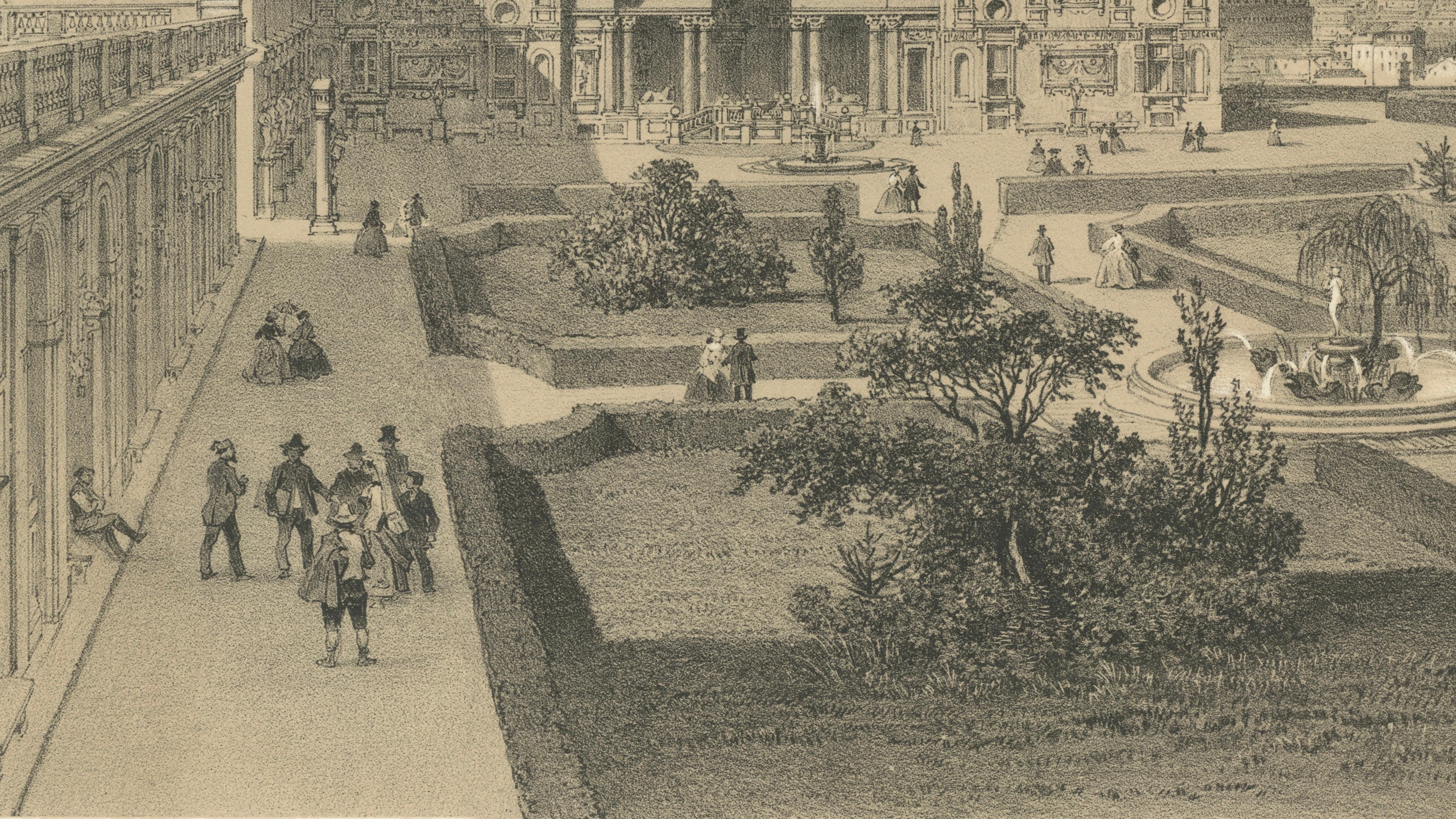 Villa Medici Rome, Seat of the French Academy, Antique Architectural Print 1869