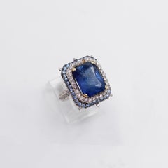 Villa Signed Certified 12.08 Carat Heated Ceylon Sapphire Two-Layer Ring