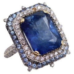 Villa Signed Certified 12.08 Carat Heated Ceylon Sapphire Two-Layer Ring