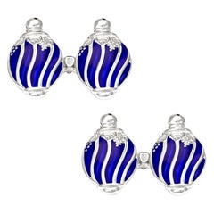 Villa Tasca Blue Enamel Silver Cufflinks