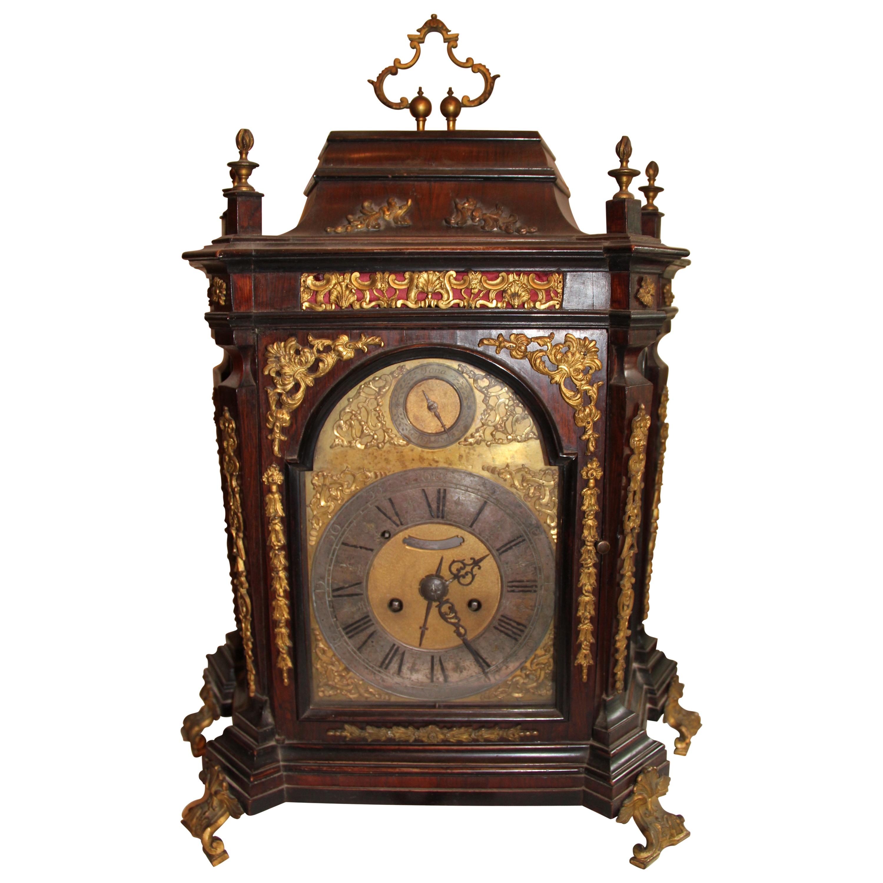 Villacroce Clock 18th Century with Rosewood Veneer and Ebonized Wood
