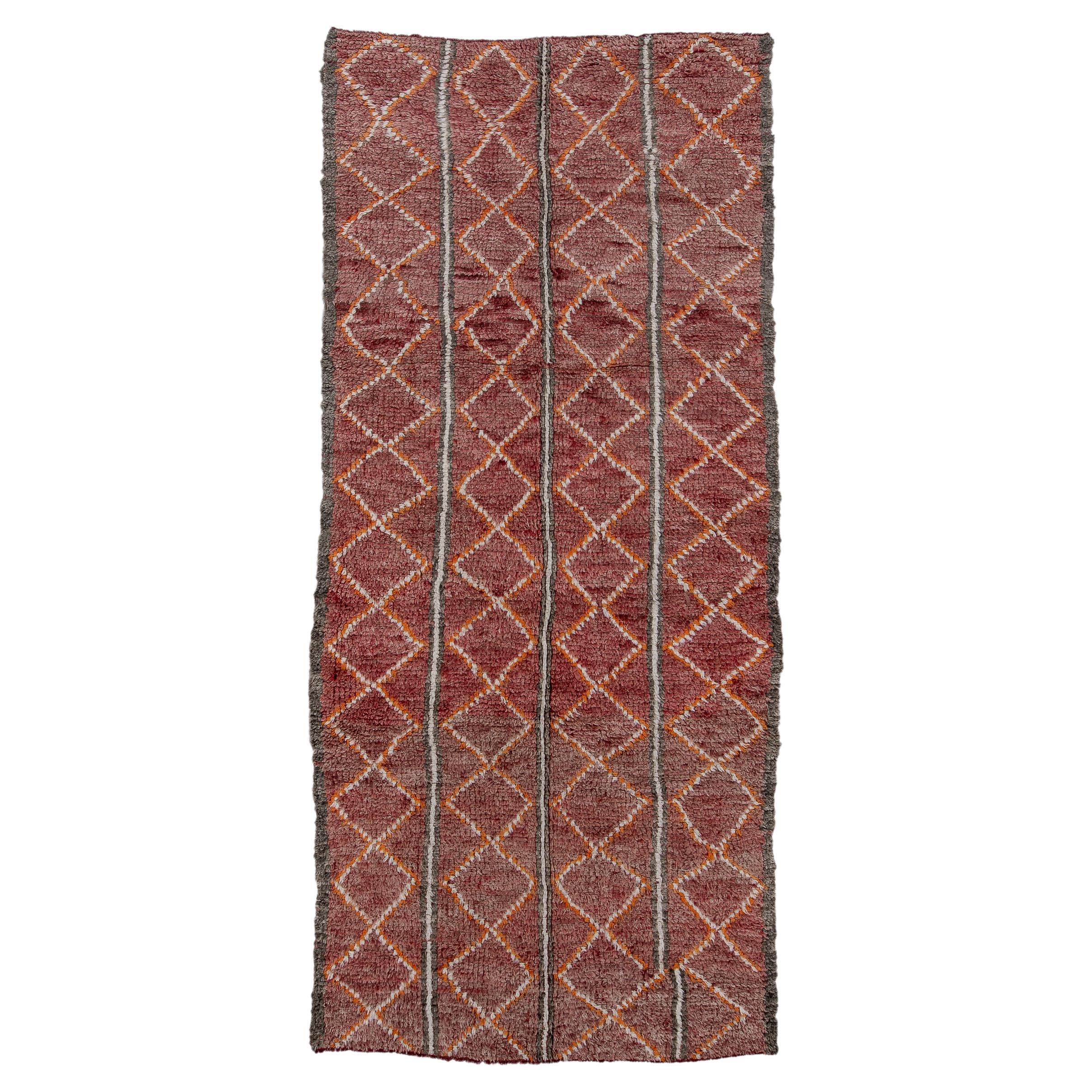 Village Allover Rug Red and Tan For Sale