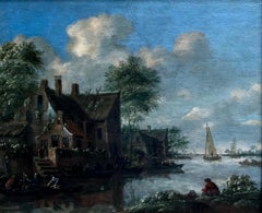 "Village by the Lake" 17th Century Old Master School of Thomas Heeremans