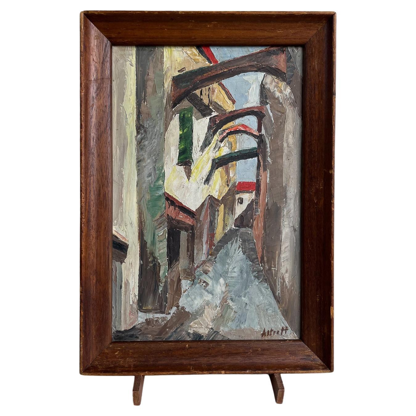 Village Francais Oil on canvas Beginning of the 20th Century For Sale