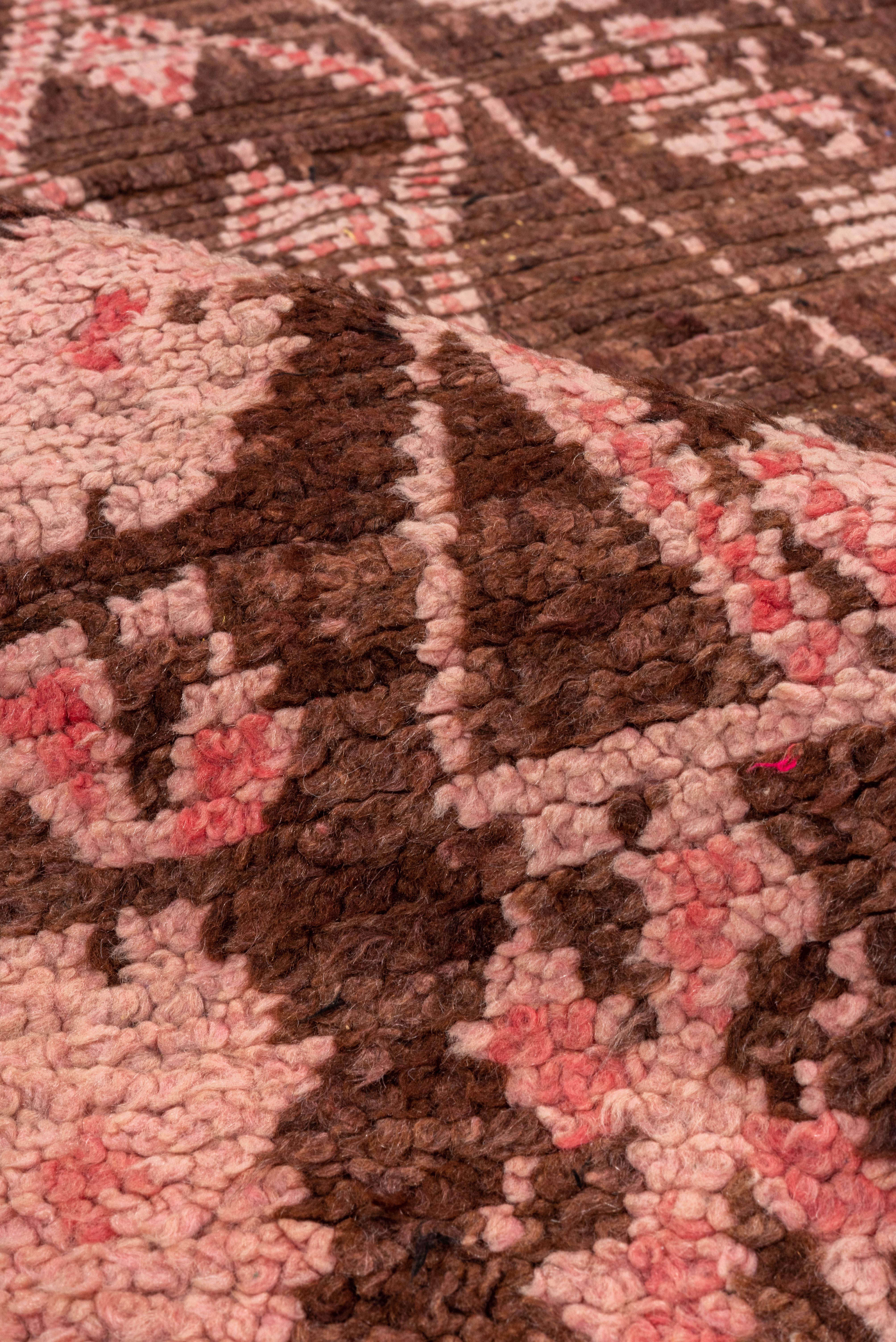 Hand-Knotted Village Moroccan Pink and Brown  For Sale