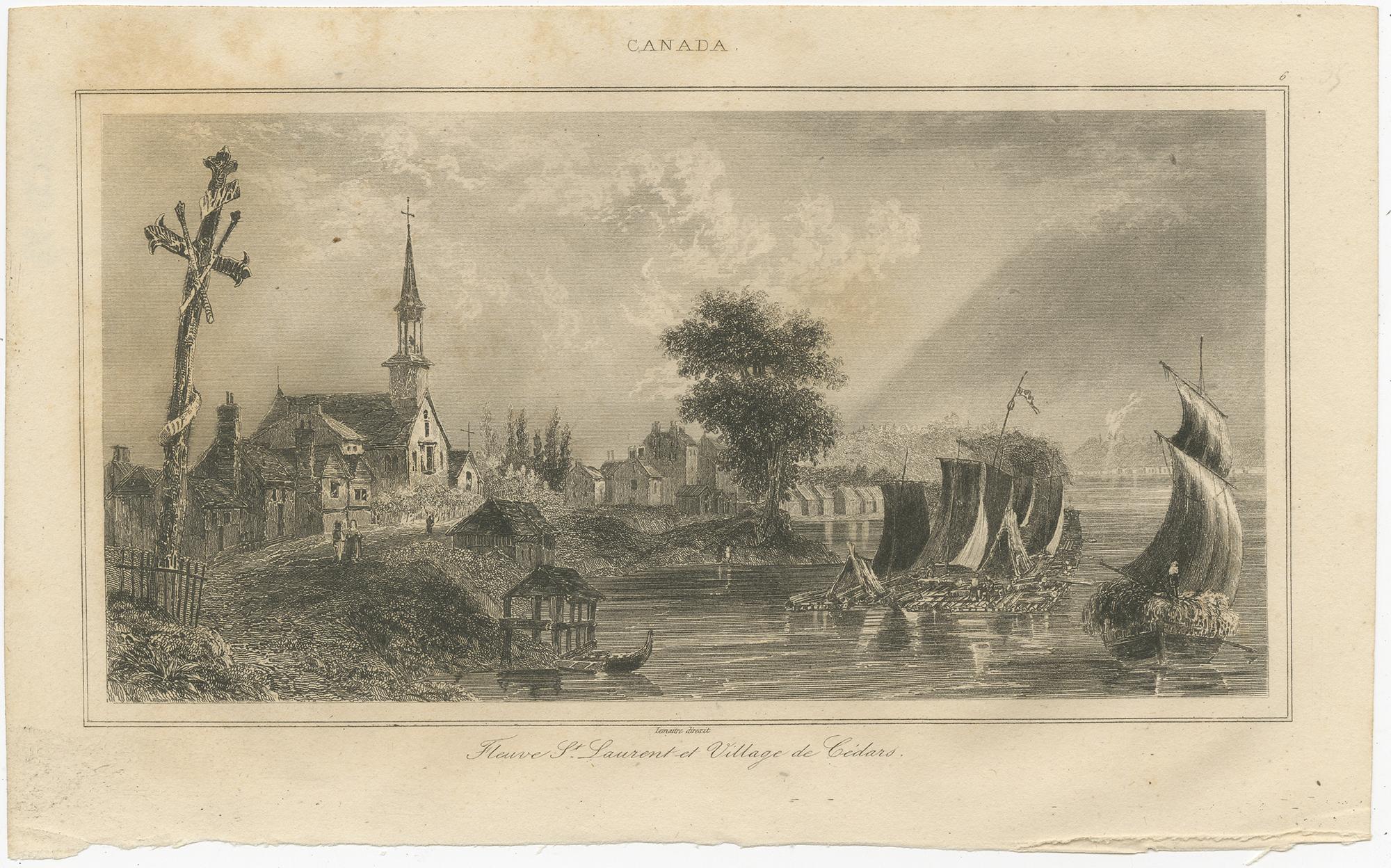 Pueblo de los Cedros y Ciudadela de Quebec - Pareja de vistas canadienses del siglo XIX

Este atmosférico par de grabados antiguos en acero ofrece una vívida visión de dos lugares canadienses distintos pero históricamente significativos en el siglo