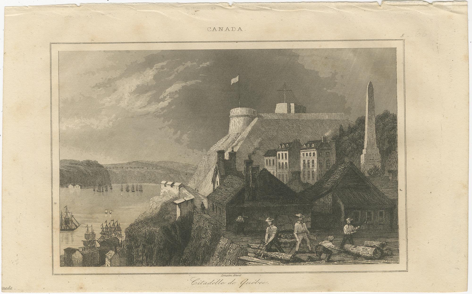 Pueblo de los Cedros y Ciudadela de Quebec - Pareja de vistas canadienses del siglo XIX Francés en venta