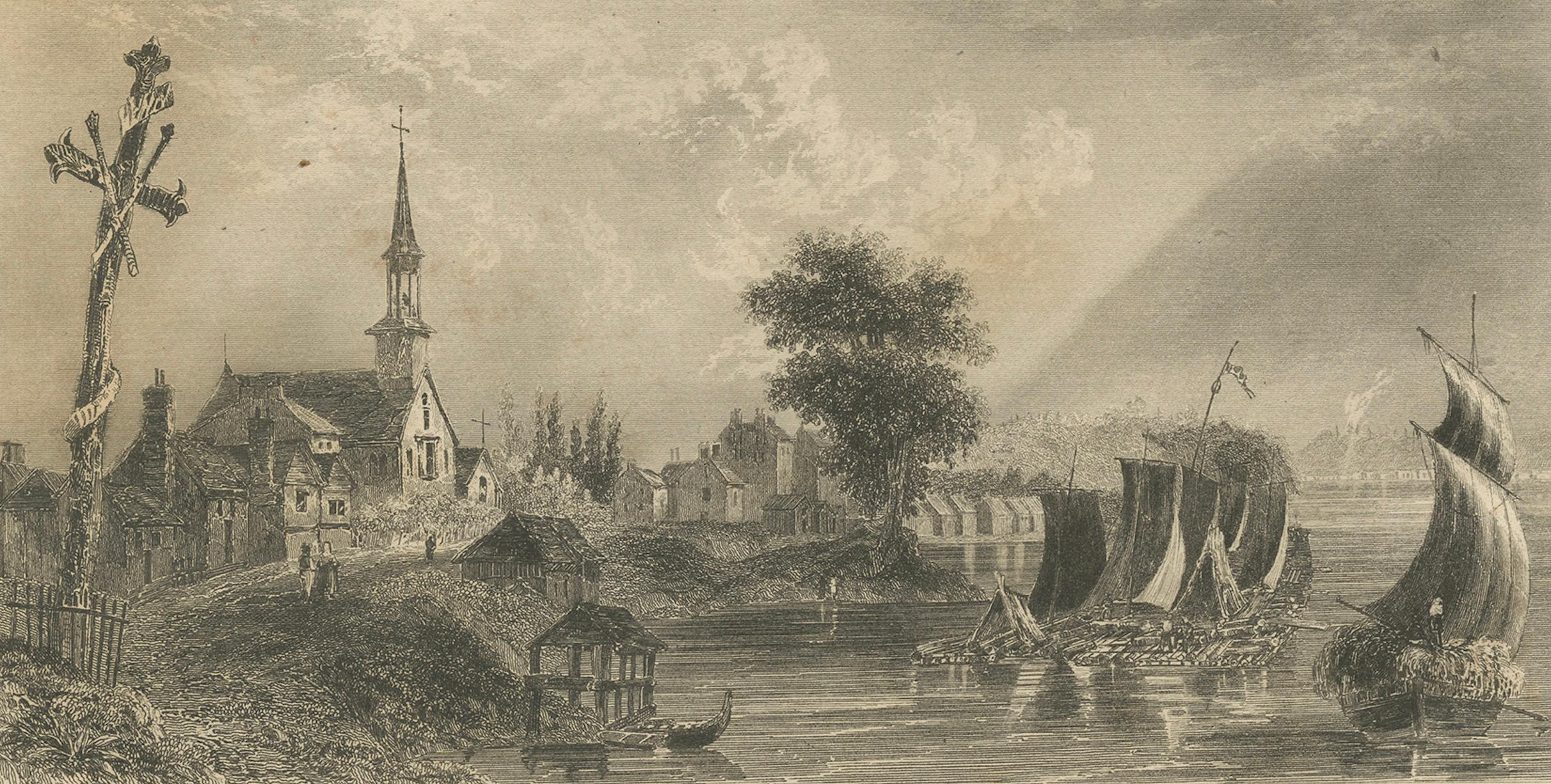 Pueblo de los Cedros y Ciudadela de Quebec - Pareja de vistas canadienses del siglo XIX Grabado en venta