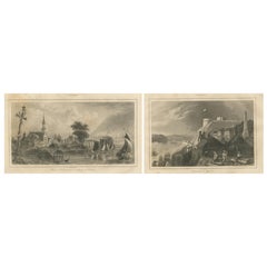Pueblo de los Cedros y Ciudadela de Quebec - Pareja de vistas canadienses del siglo XIX