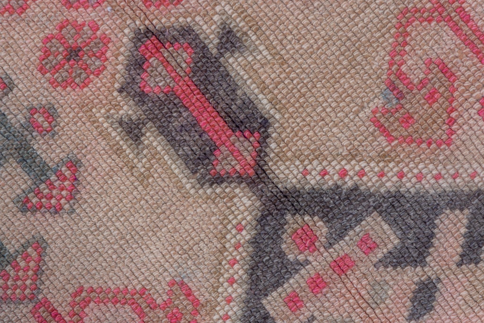 20th Century Village Pattern Oushak Runner with Light Pink Tones For Sale