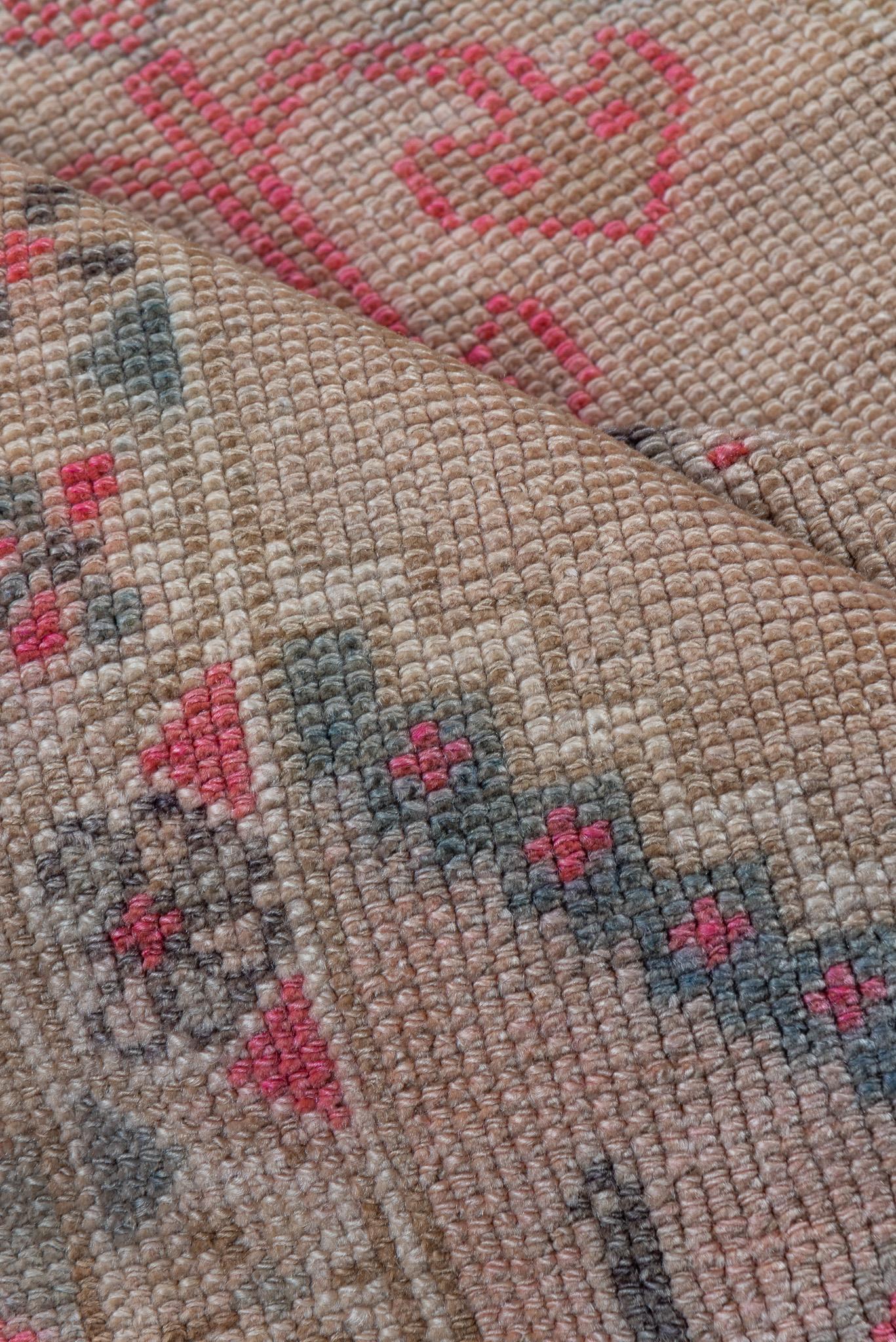 Village Pattern Oushak Runner with Light Pink Tones For Sale 1