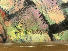 "Village People" Abstract Oil on Board by David Partridge, 1957
