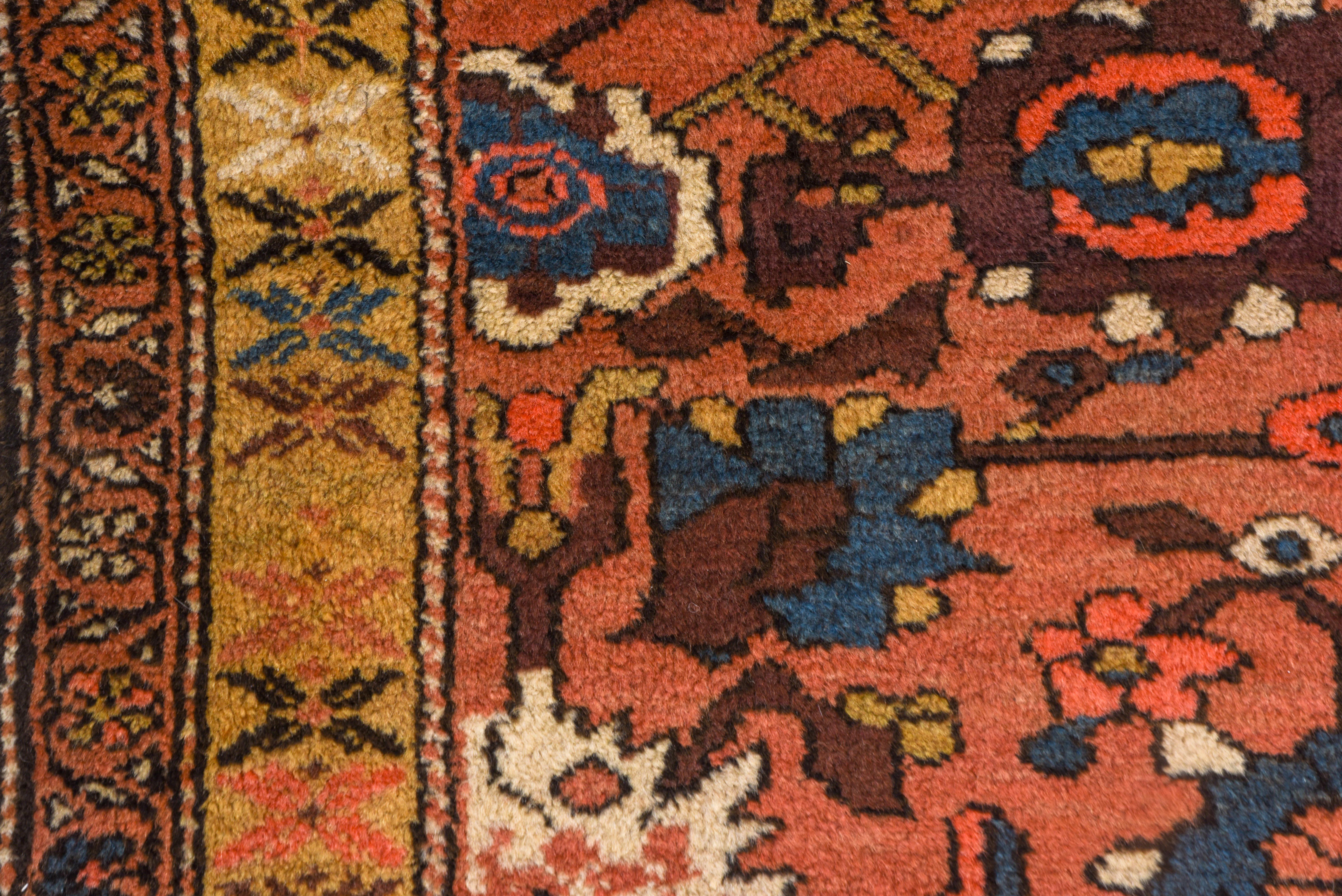 Village Persian Rug in Royal Blue and Pastel Orange  In Good Condition For Sale In New York, NY