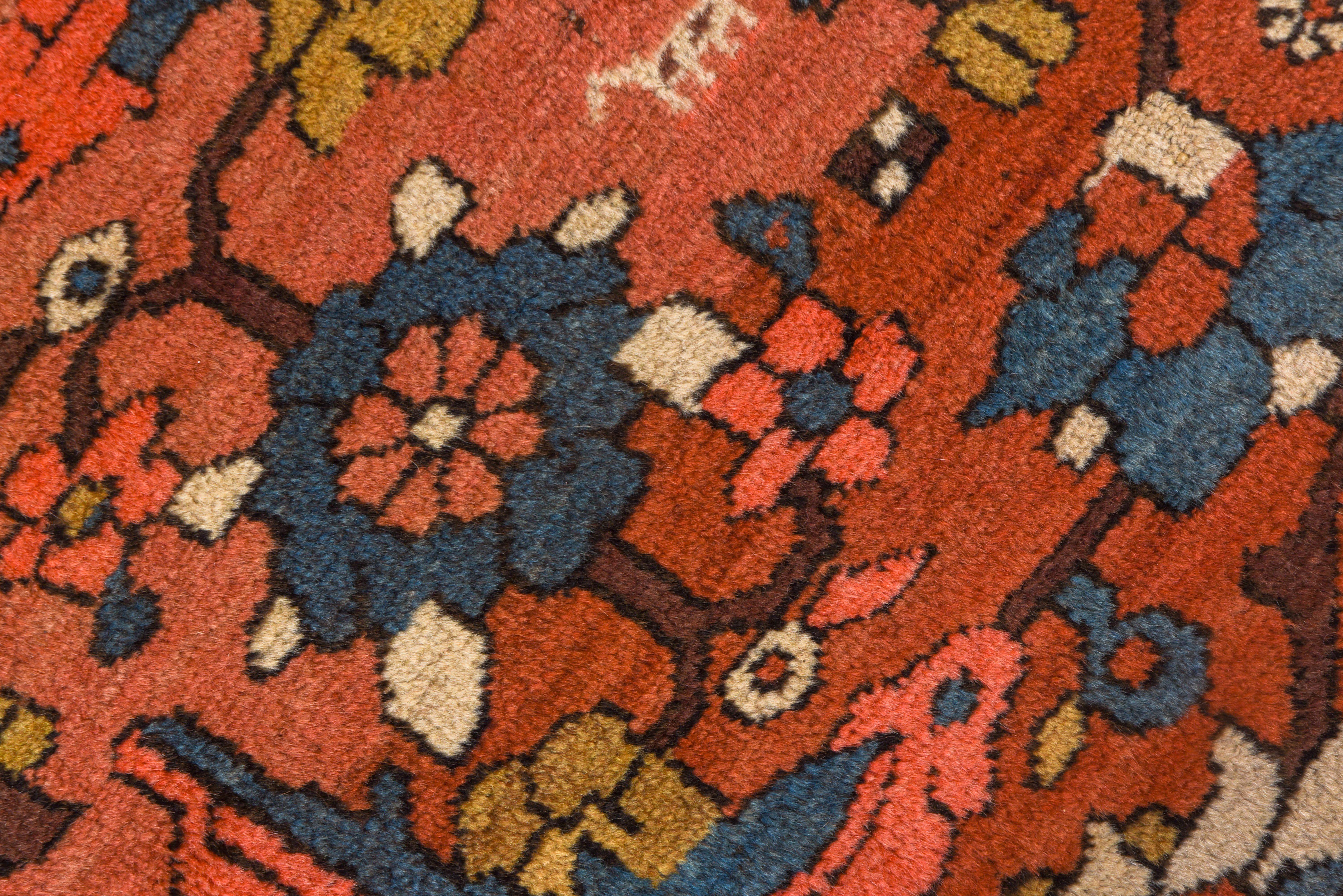 20th Century Village Persian Rug in Royal Blue and Pastel Orange  For Sale