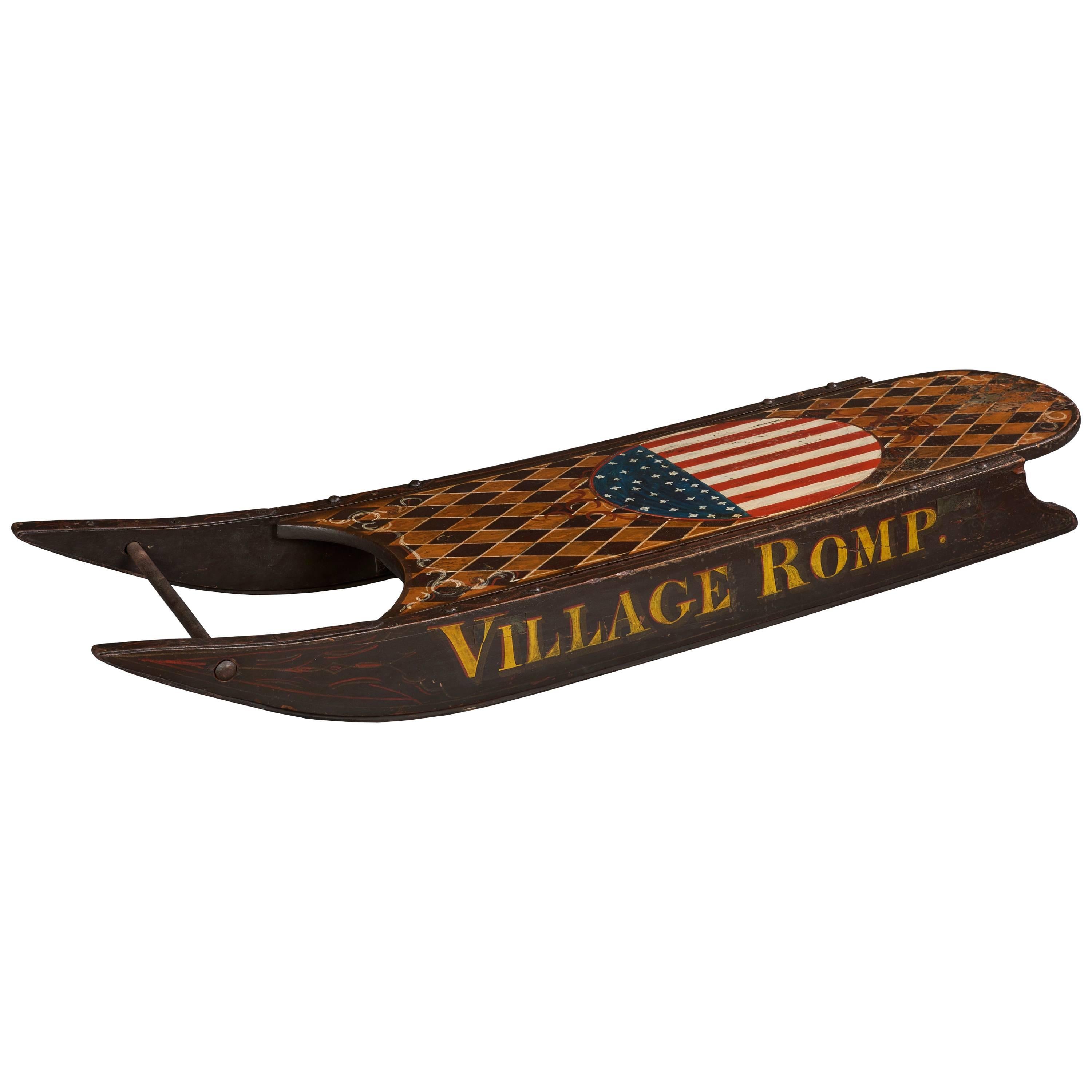 "Village Romp" Folk Art Sled For Sale