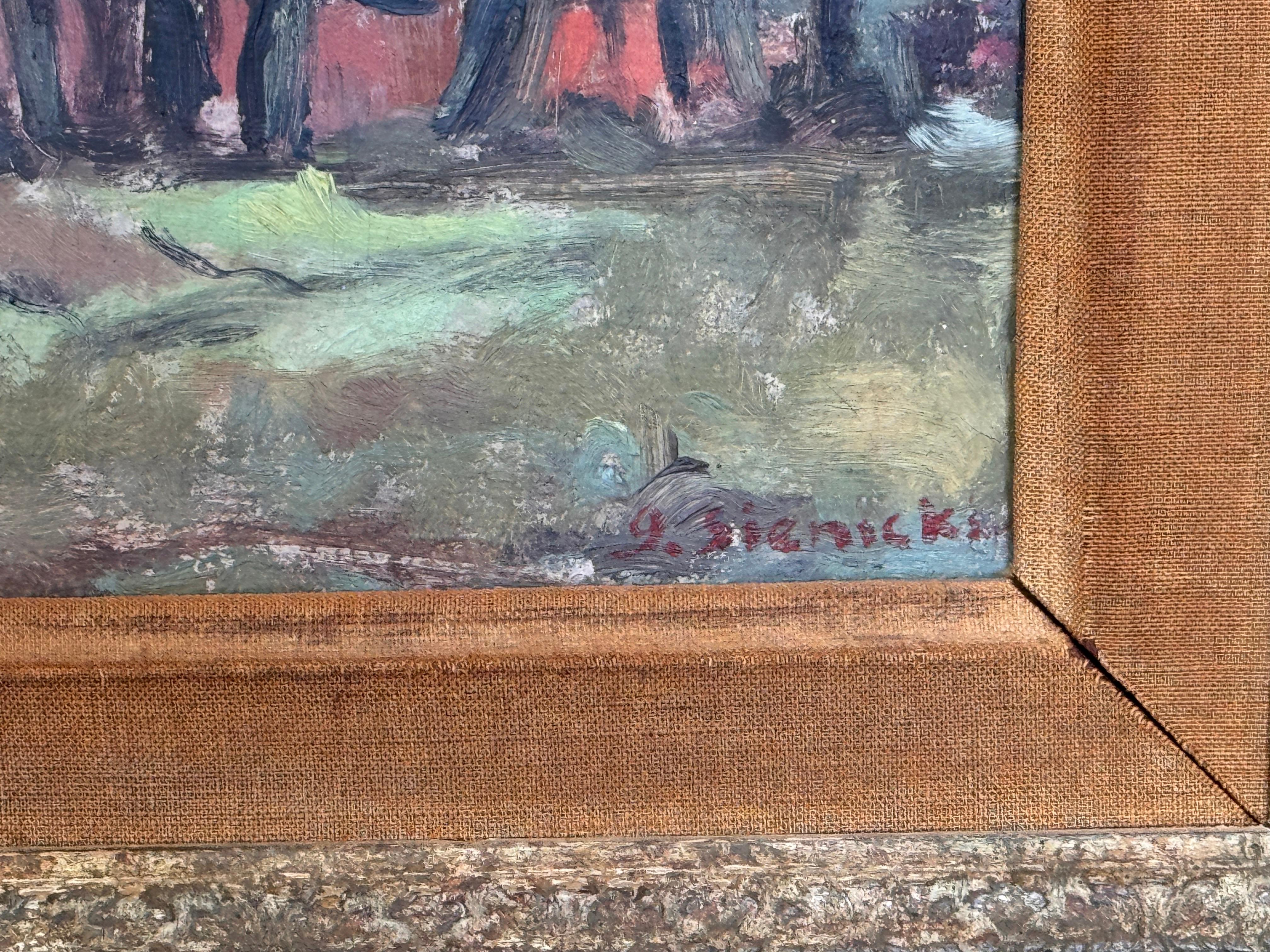 Scena di villaggio di George René Sinicki In condizioni buone in vendita a Charlottesville, VA