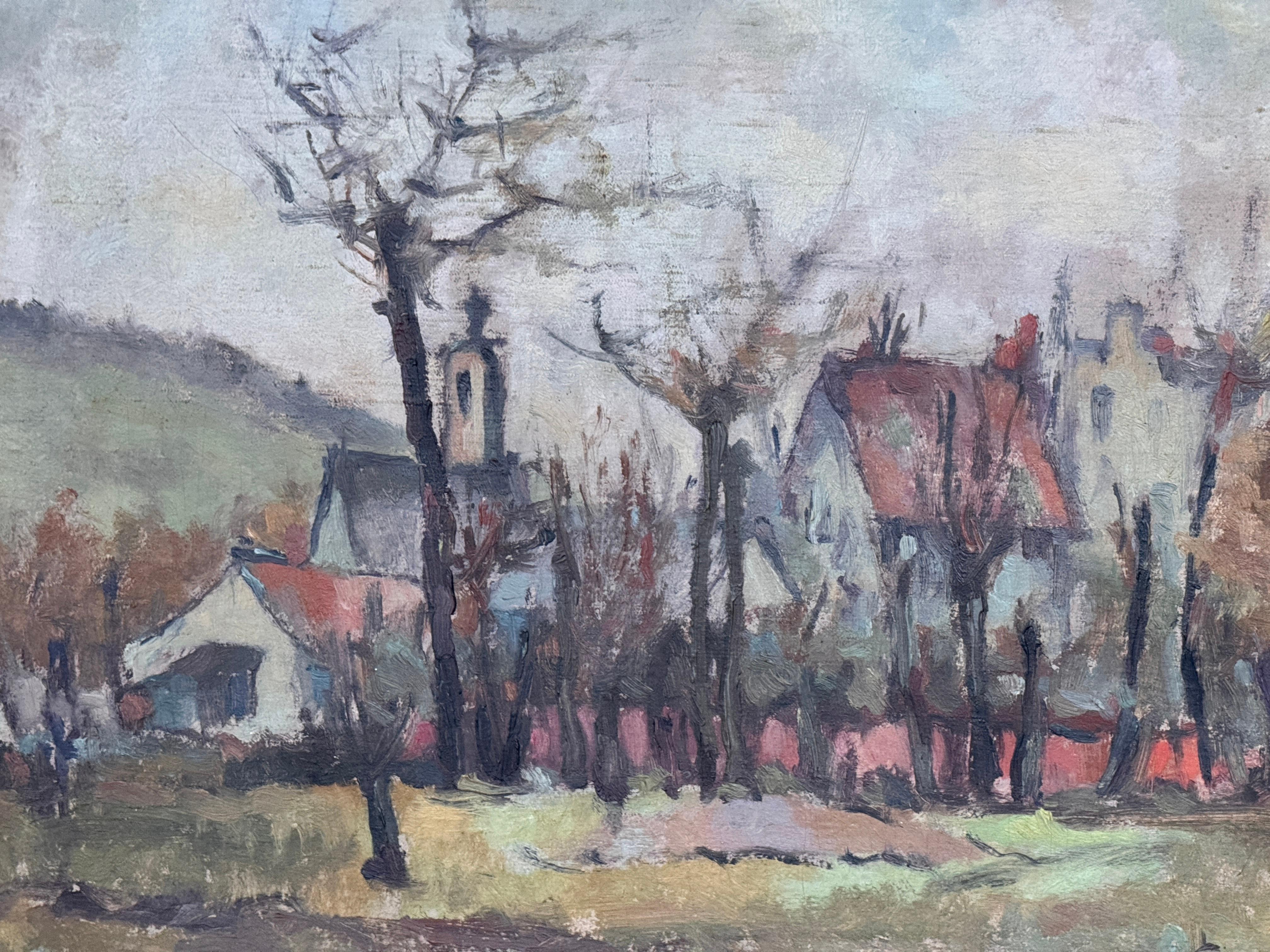 Metà XX secolo Scena di villaggio di George René Sinicki in vendita