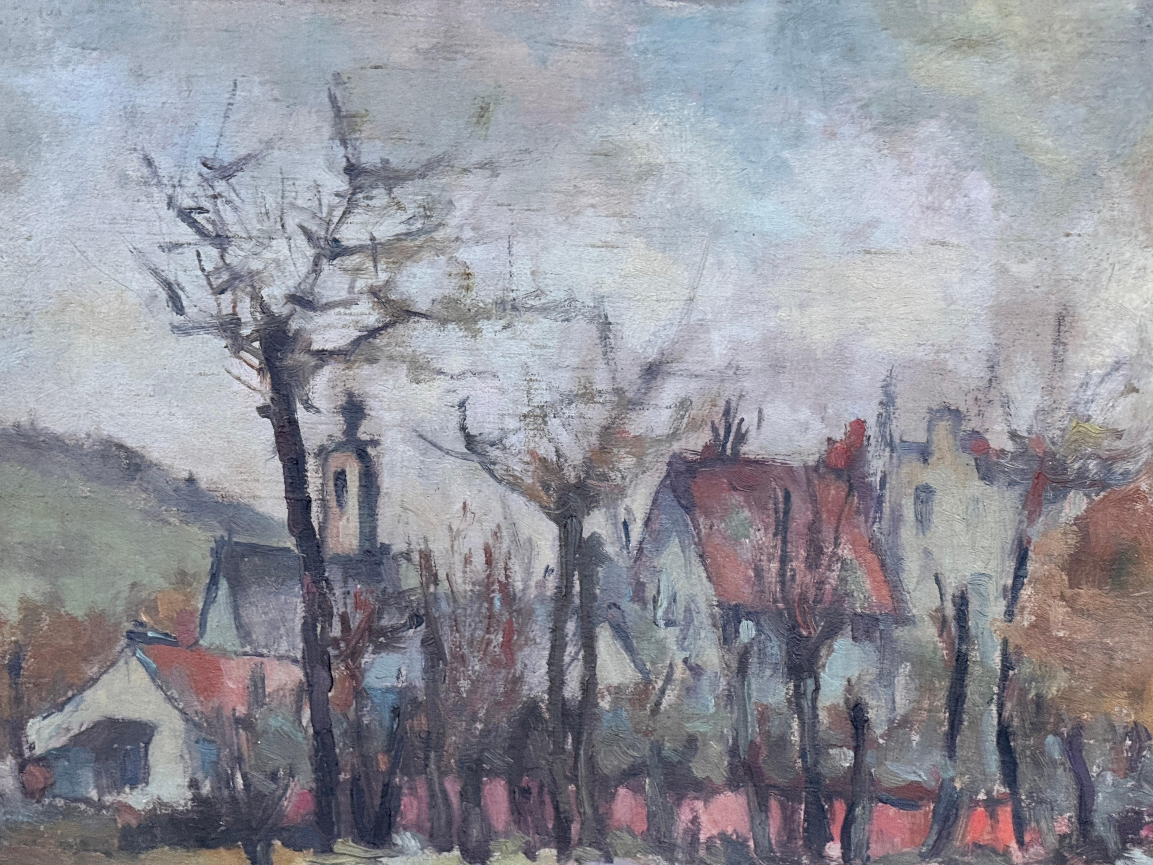 Tela Scena di villaggio di George René Sinicki in vendita