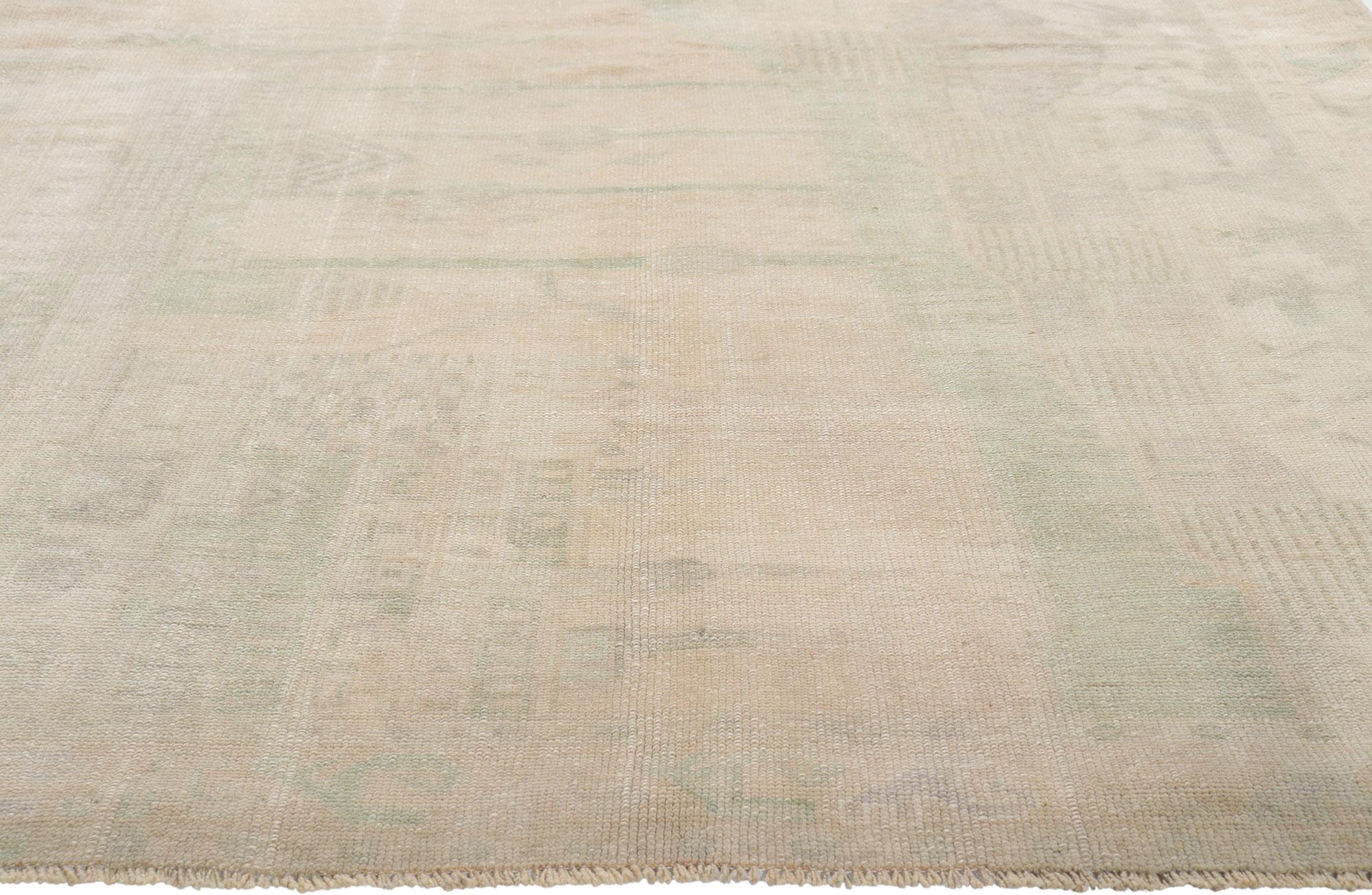 Türkischer Oushak-Landschaft-Bilder-Kriegeteppich mit Amish Shaker-Stil, Vintage im Zustand „Gut“ im Angebot in Dallas, TX