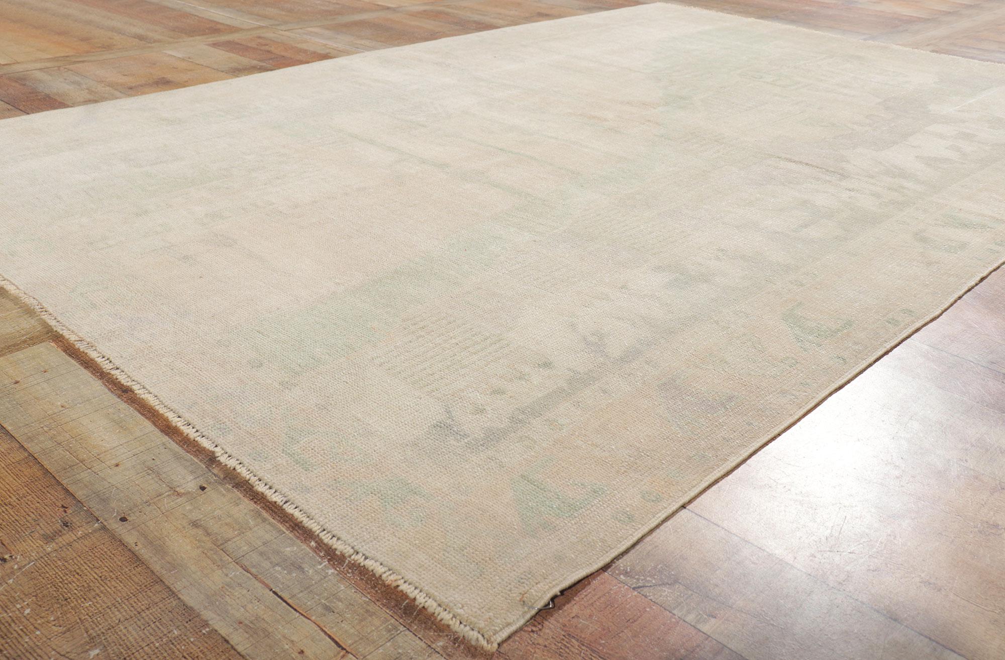 Türkischer Oushak-Landschaft-Bilder-Kriegeteppich mit Amish Shaker-Stil, Vintage im Angebot 2