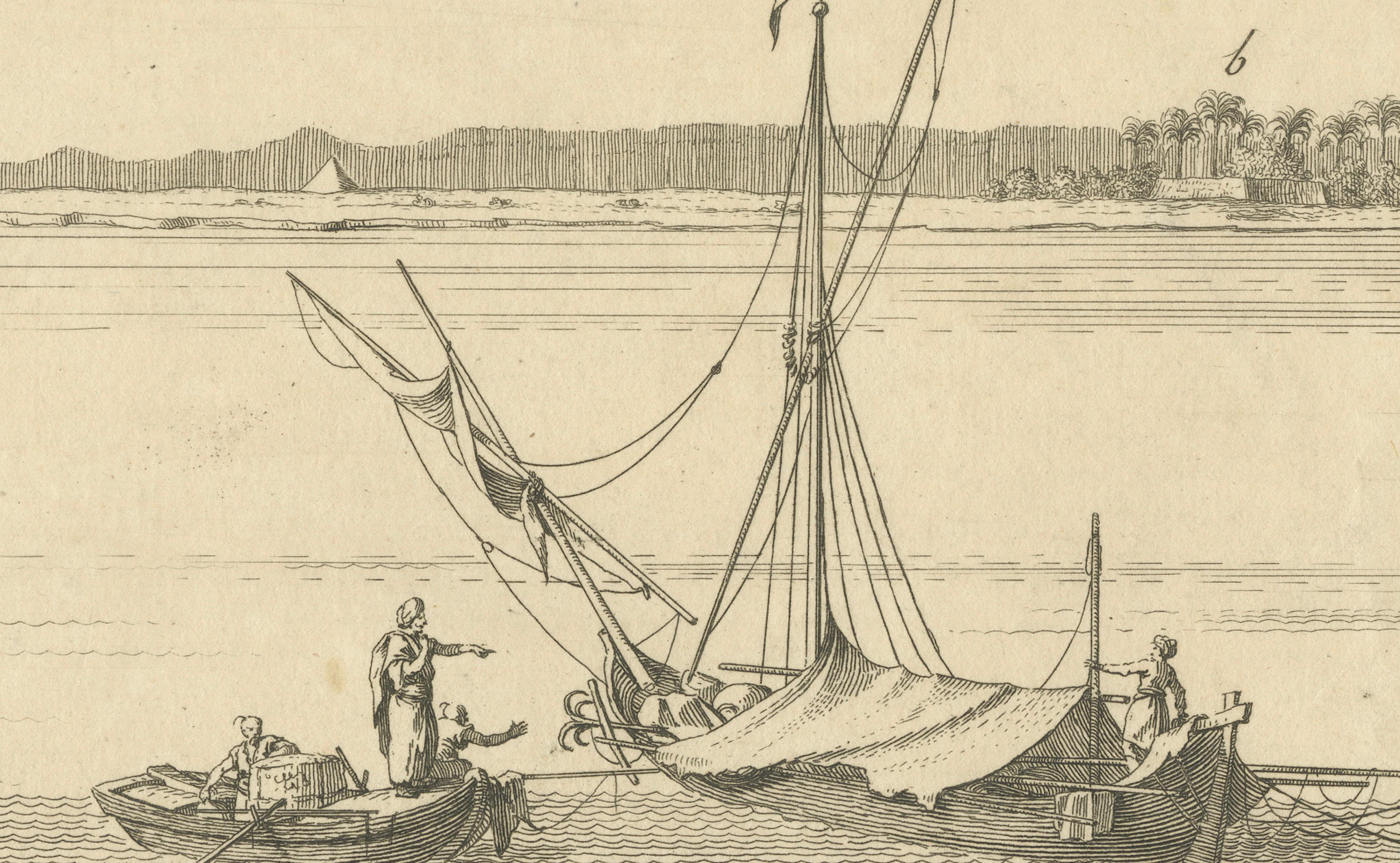 Villages of Mennahud & Manjelmusa with Pyramids, Copper Engraving - Norden, 1755