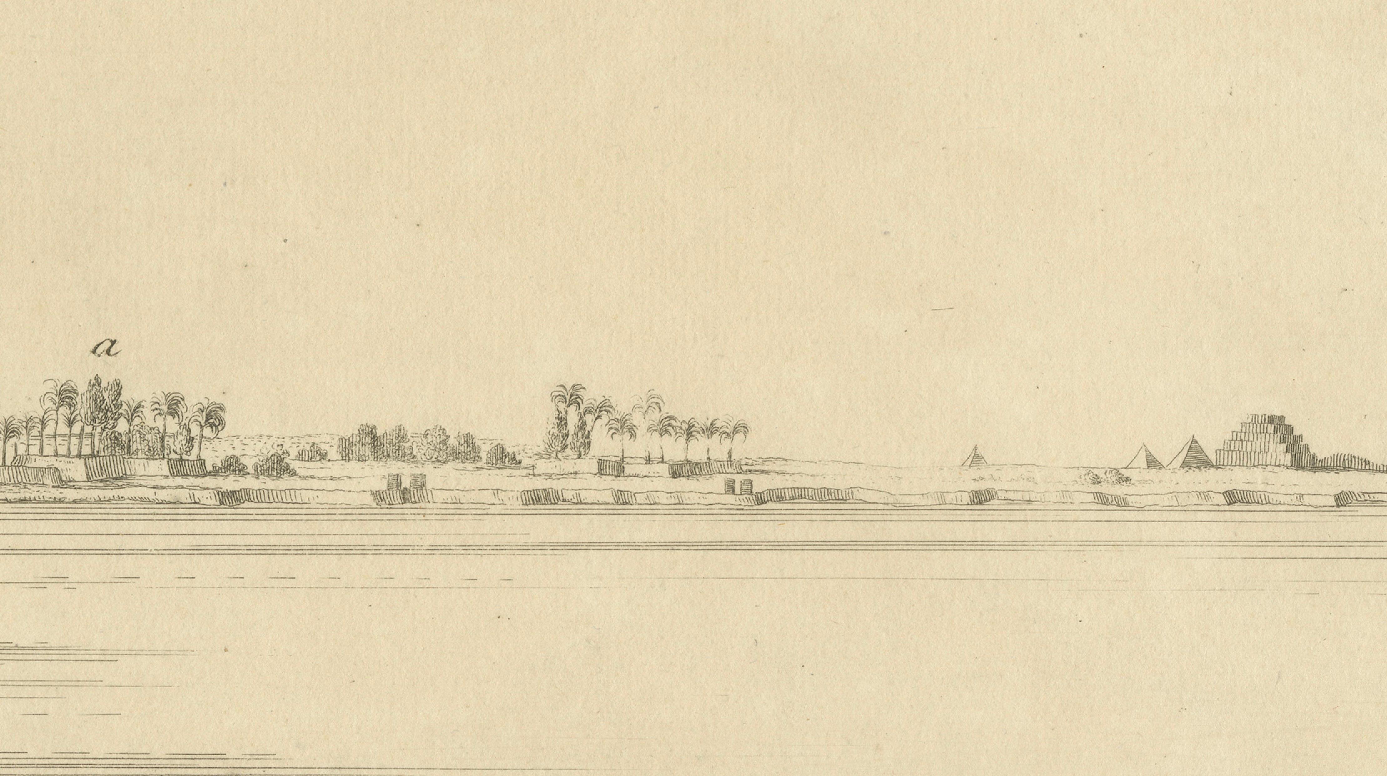 Villages of Mennahud & Manjelmusa with Pyramids, Copper Engraving - Norden, 1755