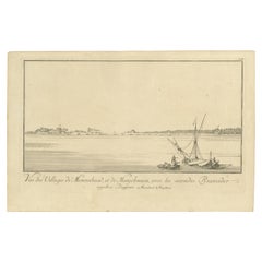 Villages of Mennahud 
Manjelmusa with Pyramids, Copper Engraving - Norden, 1755