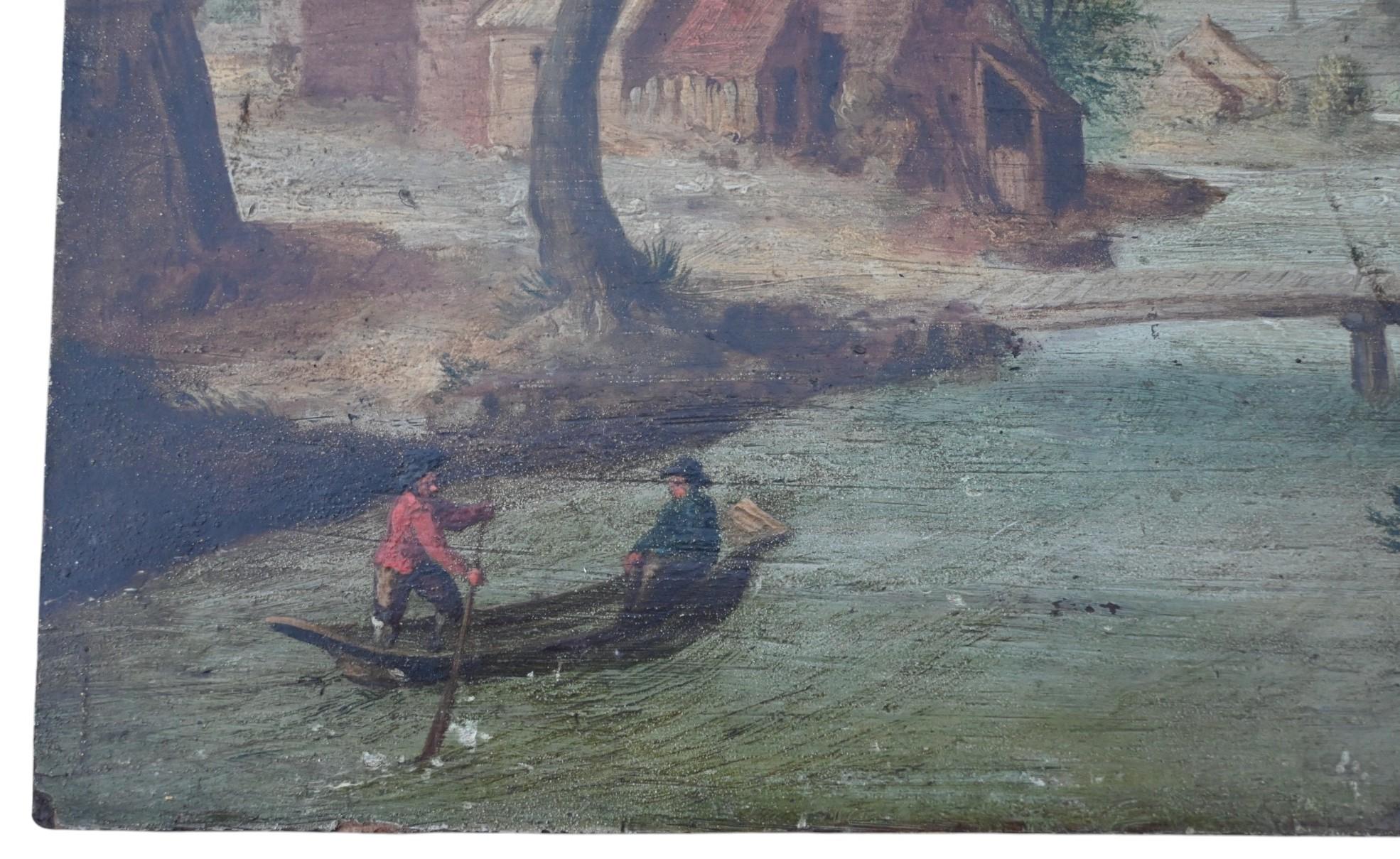 Ein Ölgemälde einer Landschaft aus dem 18. Jahrhundert auf Eiche.
Nicht wiederhergestellt
Nicht signiert.
19 x 24 cm.