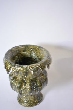 „Villandry“ – 45 cm große Vase aus grüner Honigkeramik, Barracuda-Edition.