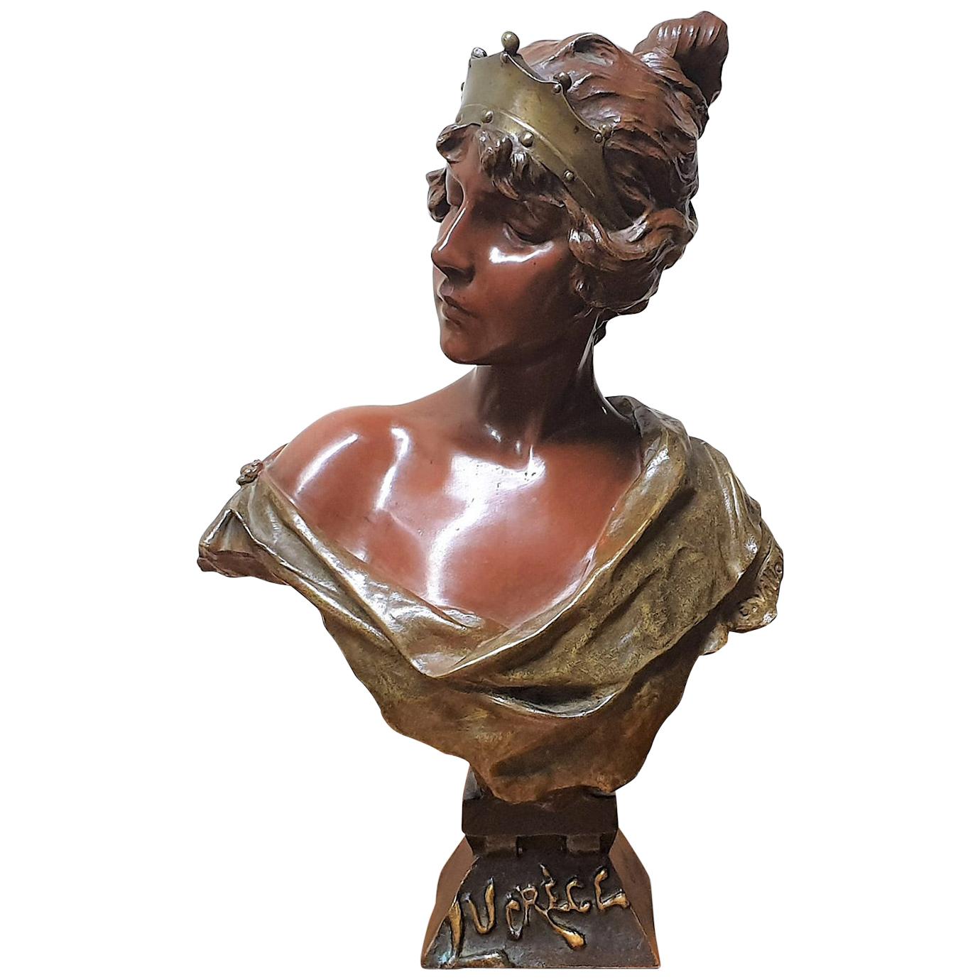 Villanis 'Lucrece' Bronze Art Nouveau Sculpture For Sale