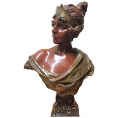 Villanis 'Lucrece' Bronze Art Nouveau Sculpture