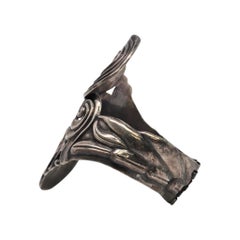 Villasana Taxco Mexico Sterling Silver Swirl Hinged Clamper Bracelet #25173