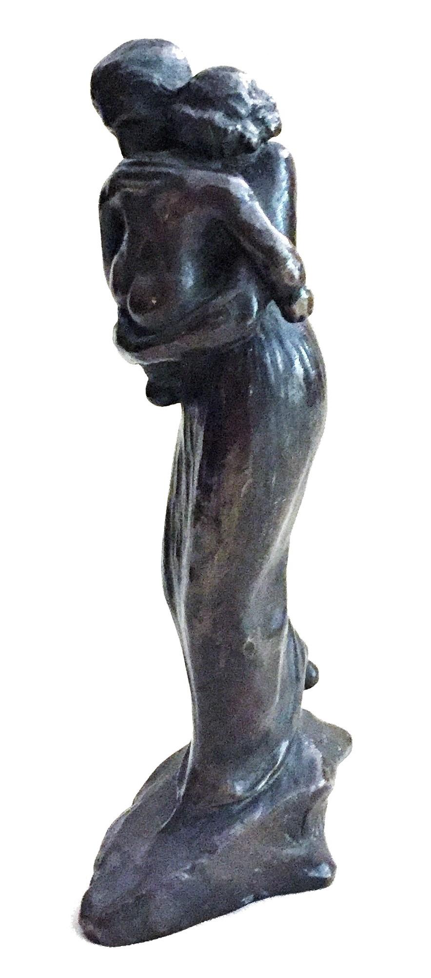 Signed on plinth: ‘Vallgren’.
Dimensions: 6.33” high x 1.75” wide x 2.75” deep.

This elegant desk-size statuette, finely cast in bronze during the life of the artist, is a much smaller version of his famous marble sculpture “Maternity”; on view