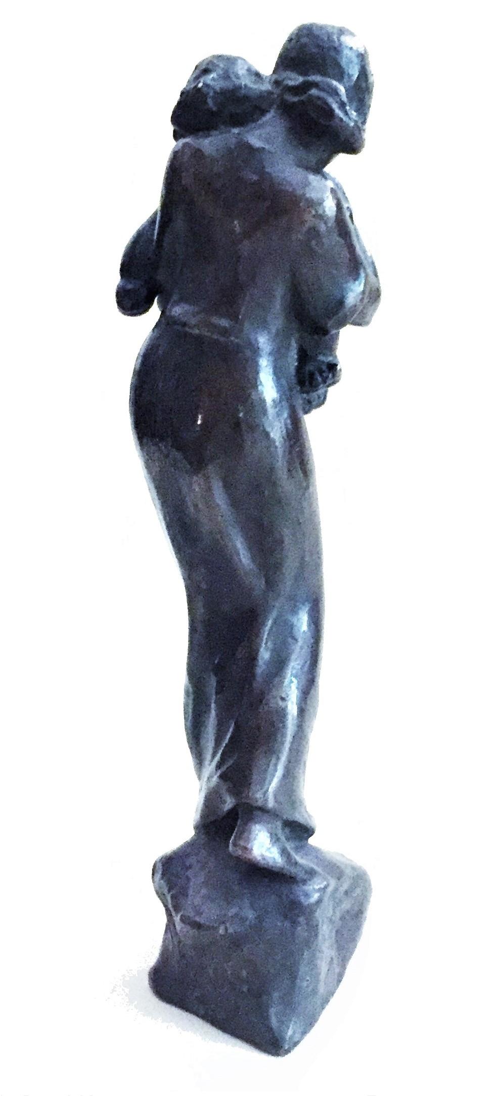 Cast Ville Vallgren, Maternity, Art Deco Patinated Bronze Sculpture, circa 1920s