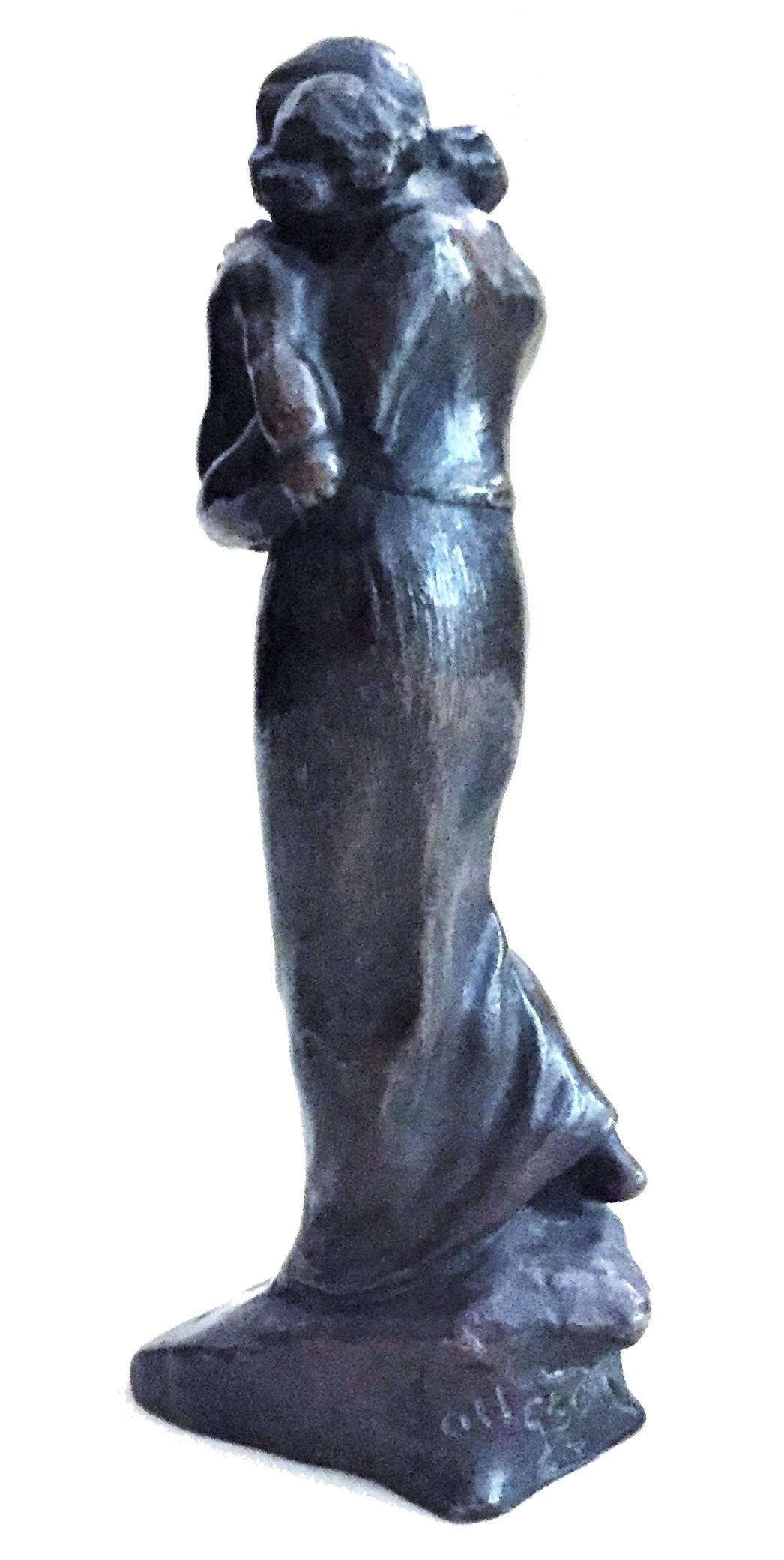 Ville Vallgren, Maternity, Art Deco Patinated Bronze Sculpture, circa 1920s In Good Condition In New York, NY