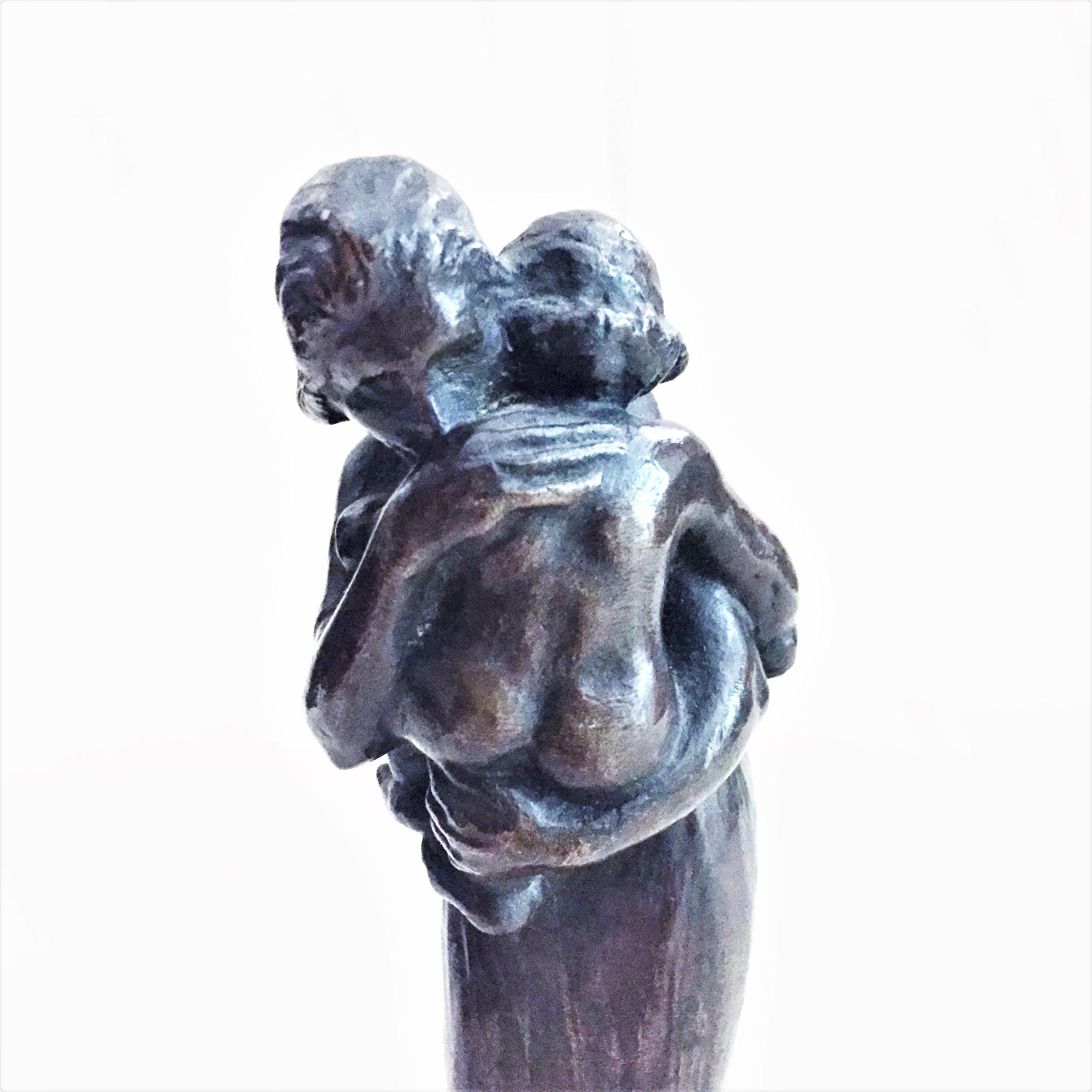 Early 20th Century Ville Vallgren, Maternity, Art Deco Patinated Bronze Sculpture, circa 1920s